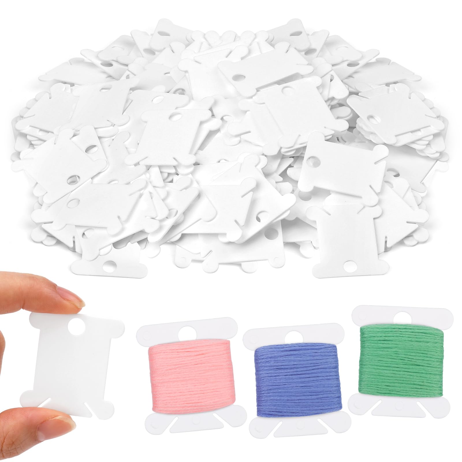 LOKUNN Embroidery Floss Bobbins 150 PCS White Embroidery Floss Organizer