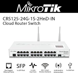 MikroTik CRS125-24G-1S-2HnD-IN, 4dBi, 30dBm, 600MHz, 128MB, 2. 4GHz, 24xGigabit, SFP, LCD, microUSB, L5