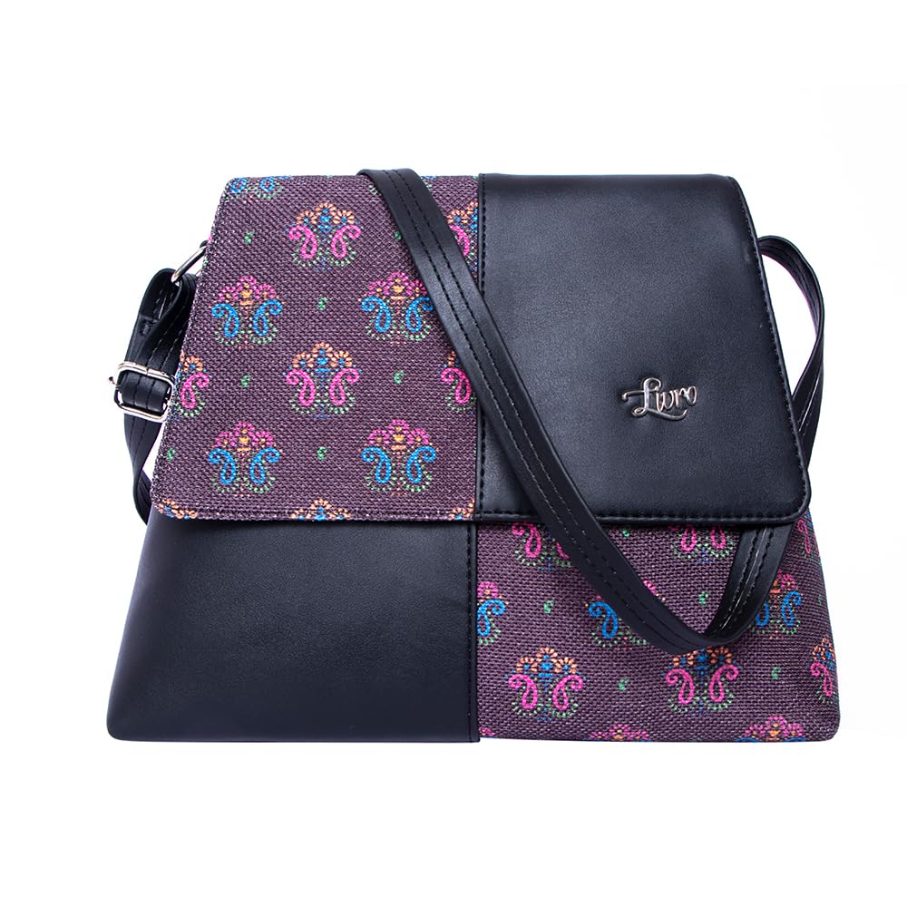 LIVRO Womens Structured Sling Bag | Handcrafted Vegan Leather Flap Design | Trendy Crossbody Bag for Everyday Use | Stylish & Durable | Lightweight Sling Bag for Women (Chumbak Grey Multi) (B0D1W49YNV) Amazon Price History, Amazon Price Tracker