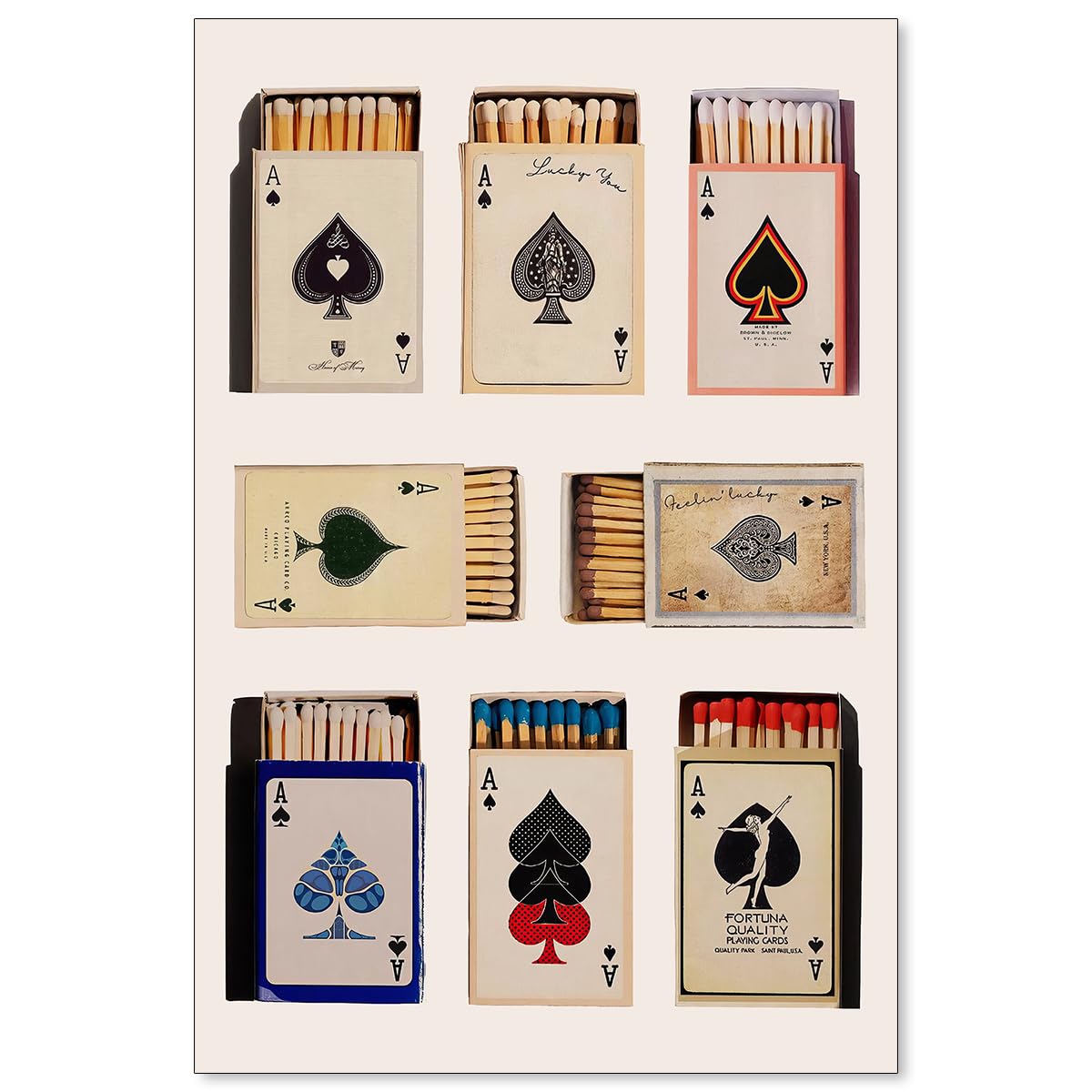 enttgo Ace of Spades Playing Card Poster Fashion Poker Canvas Wall Art Vintage Minimalist Prints Modern Trendy Bar Cart Wall Decor for Dorm Room Bedroom 24X36 inch Unframed