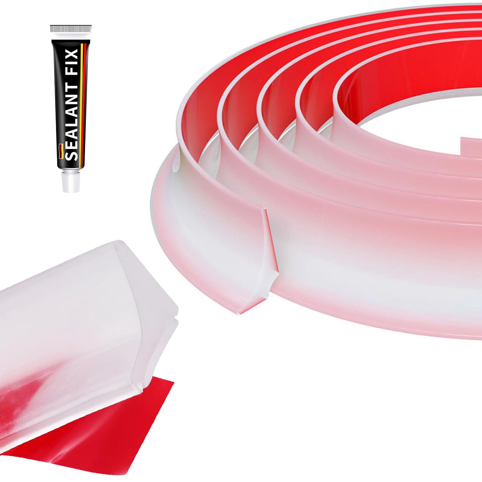 Silicone Wet Room Floor Barrier,Transparent Self Adhesive Shower Water Barrier,2M Bendable Waterproof Shower Threshold Water Dam,Wet and Dry Separation