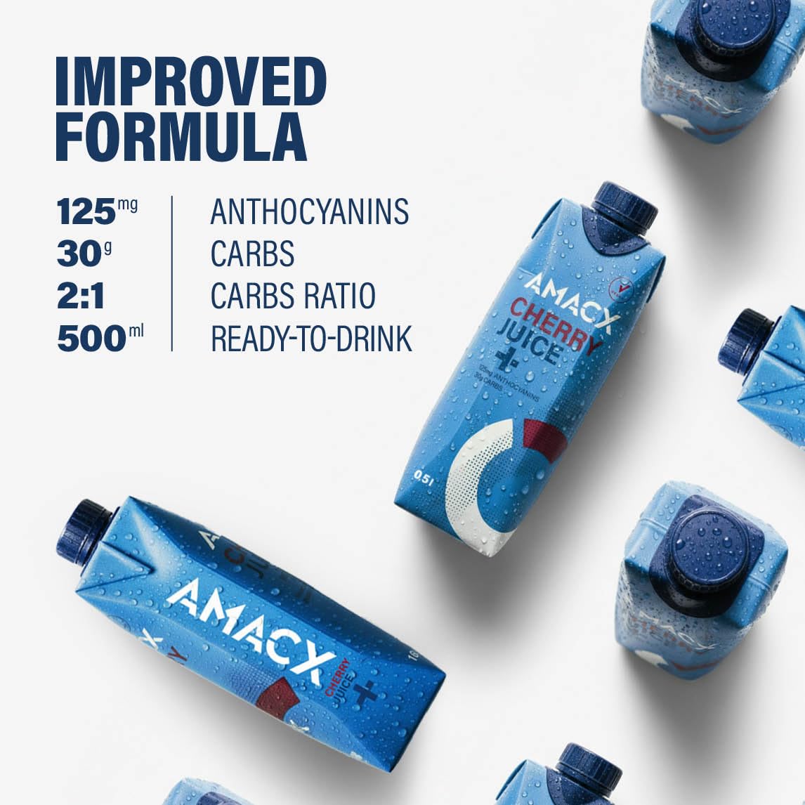 AMACX Cherry Juice+ – 12 x 500 ml – Pronto da bere – 125 mg di antociani – Favorisce il recupero e la rigenerazione