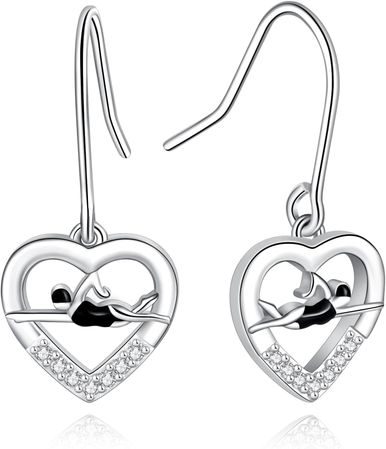 Swimming Jewelry - 925 Sterling Silver Swimming Pendant Necklace Rings Earrings Bracelet for Swimming Lovers Women