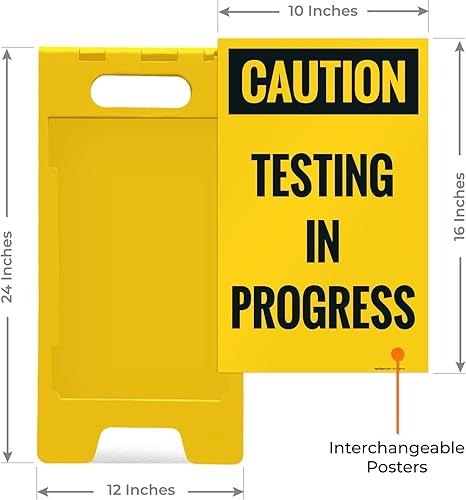 Miniatura 3 de Kit de letreros de acera de prueba de precaución, 10 x 16 pulgadas, con un soporte de marco, fabricado en Estados Unidos por Sigo Signs