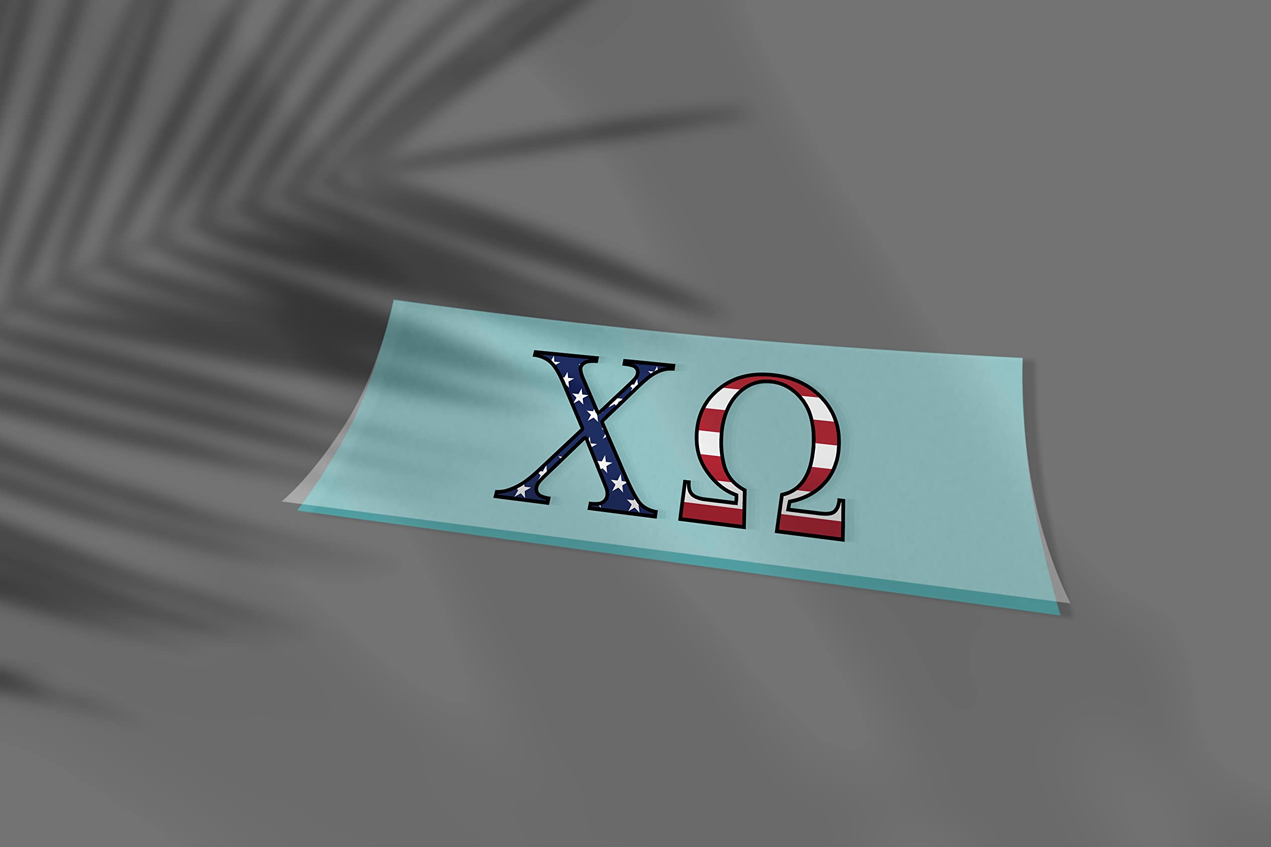 Chi Omega Greek Sorority Sticker Decal, 6,3 cm di altezza, bandiera americana