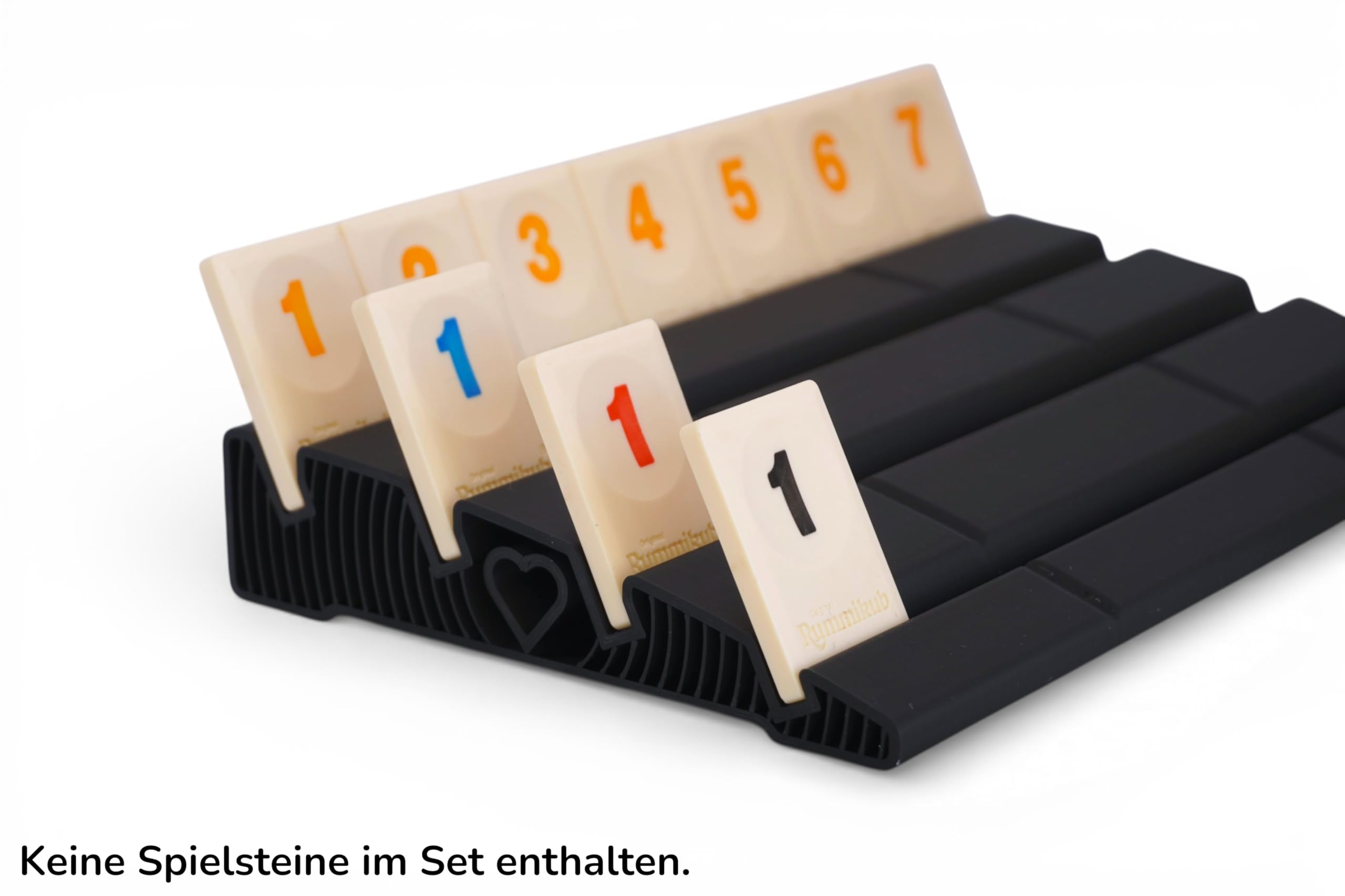 Generisch Rummi Classic erweitertes Ablagebrett 4 Stück Set - Stabiler Aufsteller mit Vier Reihen für bessere Organisation der Steine - Erweiterung Schwarz - Kompatibel mit Rummikub