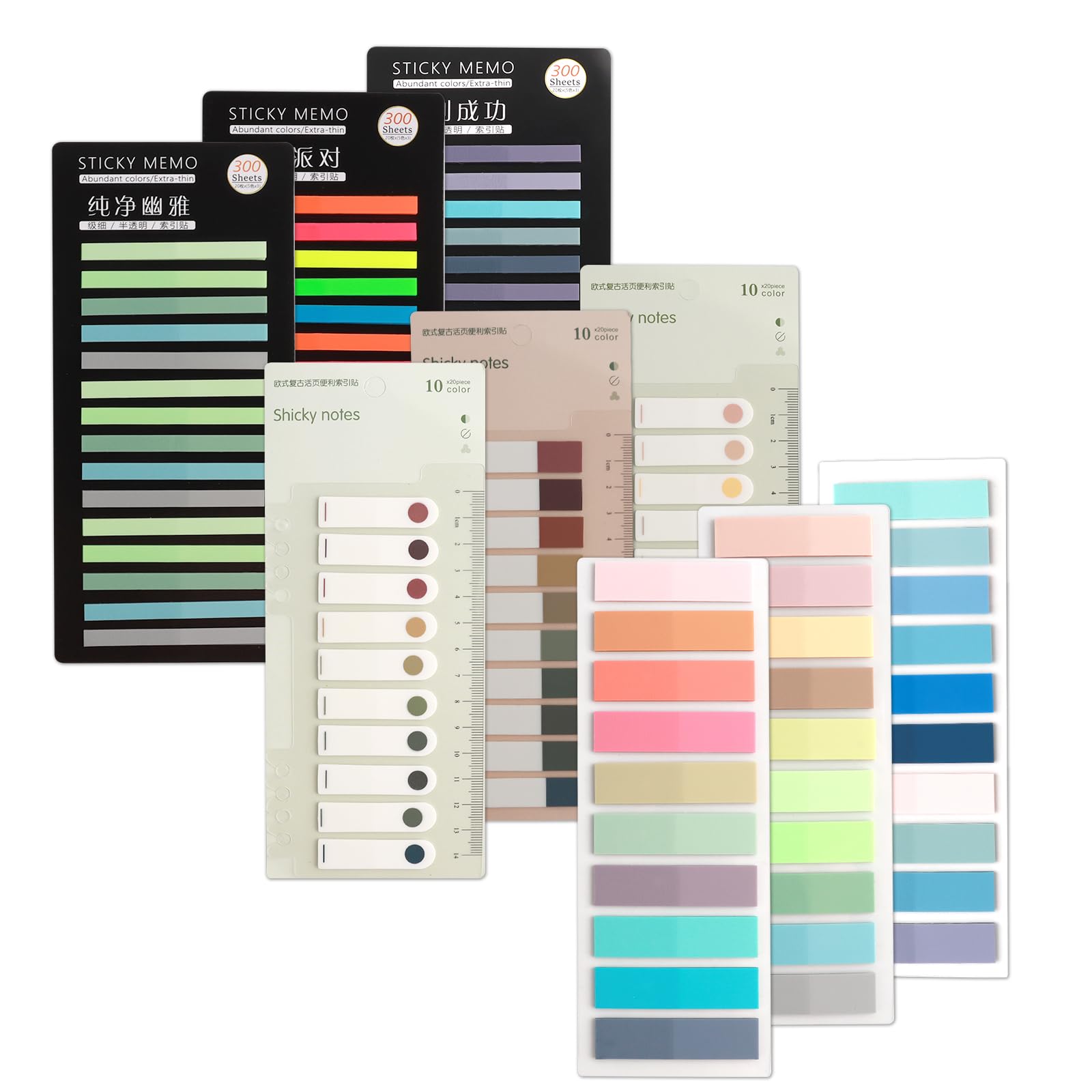 2100 Piezas Marcapaginas Autoadhesivos, Reutilizable Marcadores Adhesivos Transparentes, Schrijfbaar Morandi Indices Adhesivos de Pestañas, Indice Pestañas Sticky Tabs para Escuela Hogar Oficina