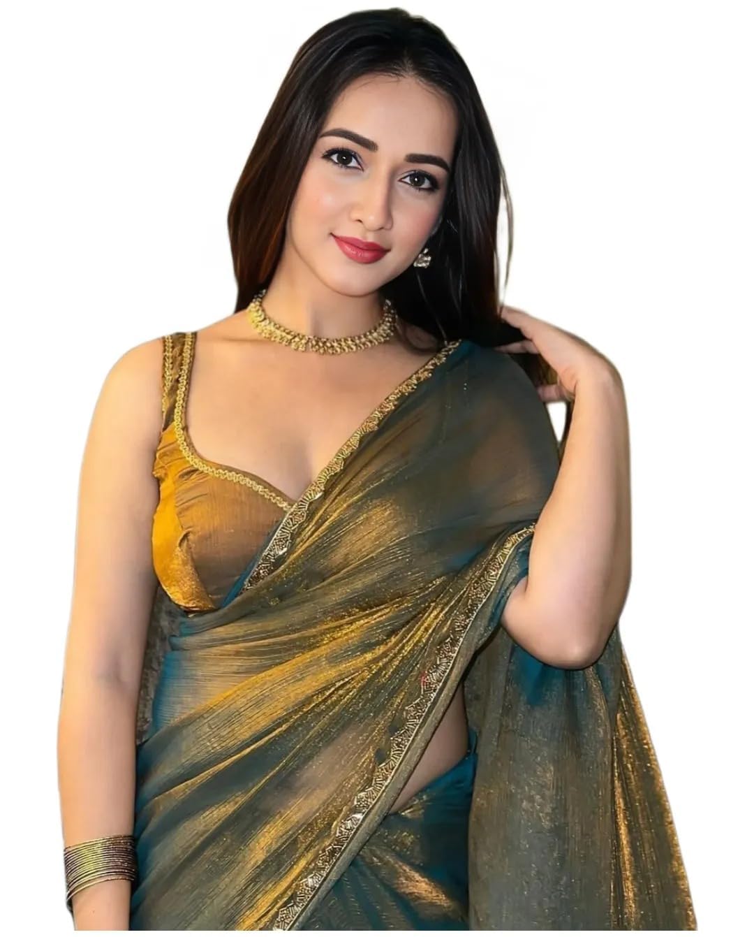 yashika Women Soft Zimmy Choo Fancy Silk Saree With Hand Work Lace Boarder & Comes With Unstitched Blouse Piece | Latest Sarees Bollywood Sari | New Sarees (AZ-YS-OG-DHAMAKA GOLD)-picture-21