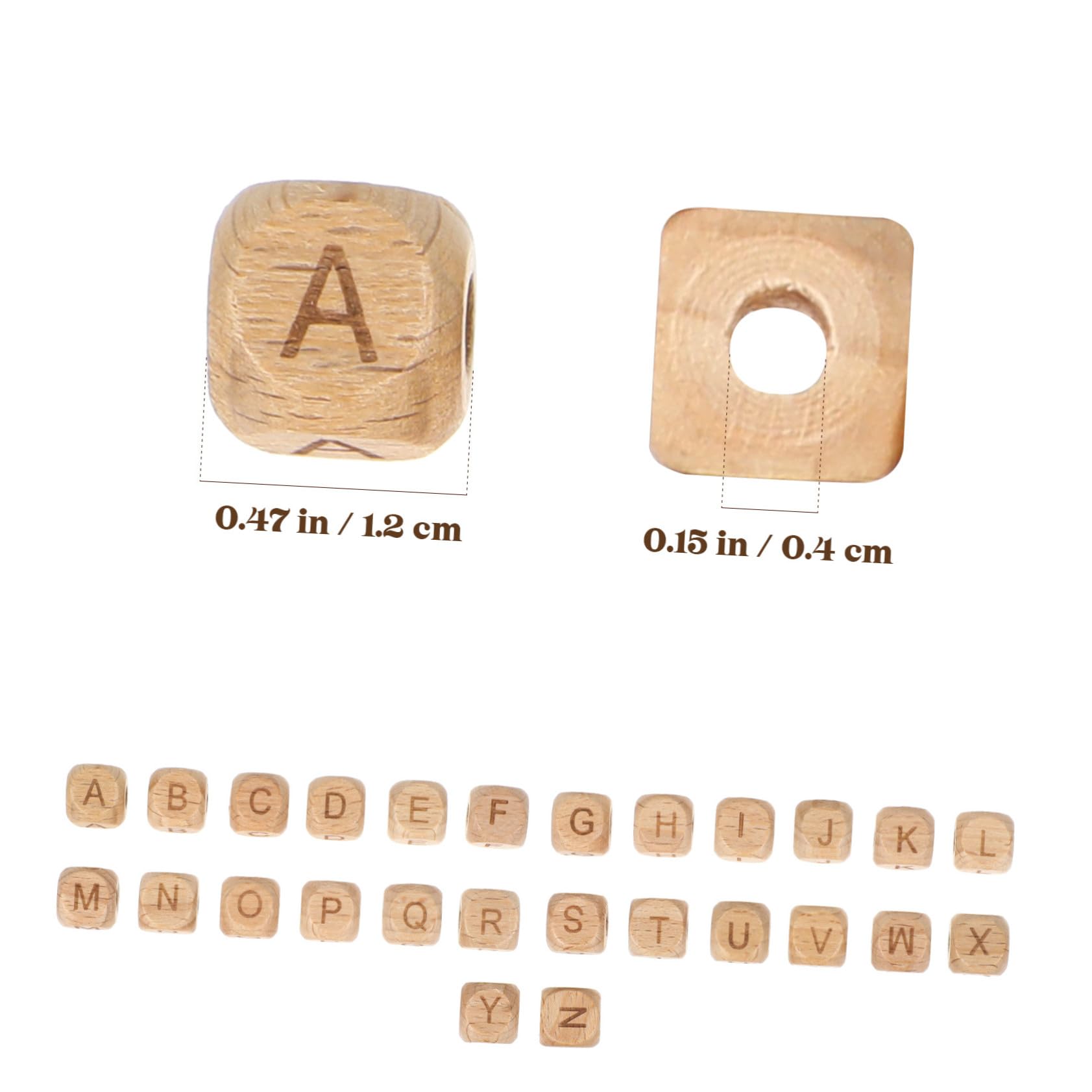 260 Cuentas de Alfabeto de Madera de Haya Cuadradas para Hacer Joyas y Pulseras, Cuentas Artesanales Naturales Alfabeto Completo para Manualidades Creativas