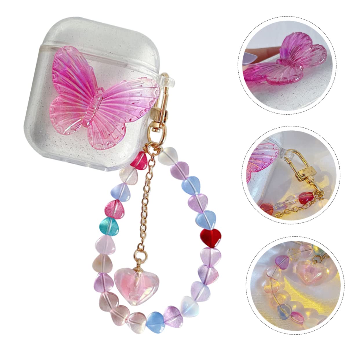HEMOTON 5stücke Wireless Earphone Case Mit Herzanhänger Für Schützende Hülle Glitzerndem Leichte Und Kompakte Aufbewahrung Für -kopfhörer