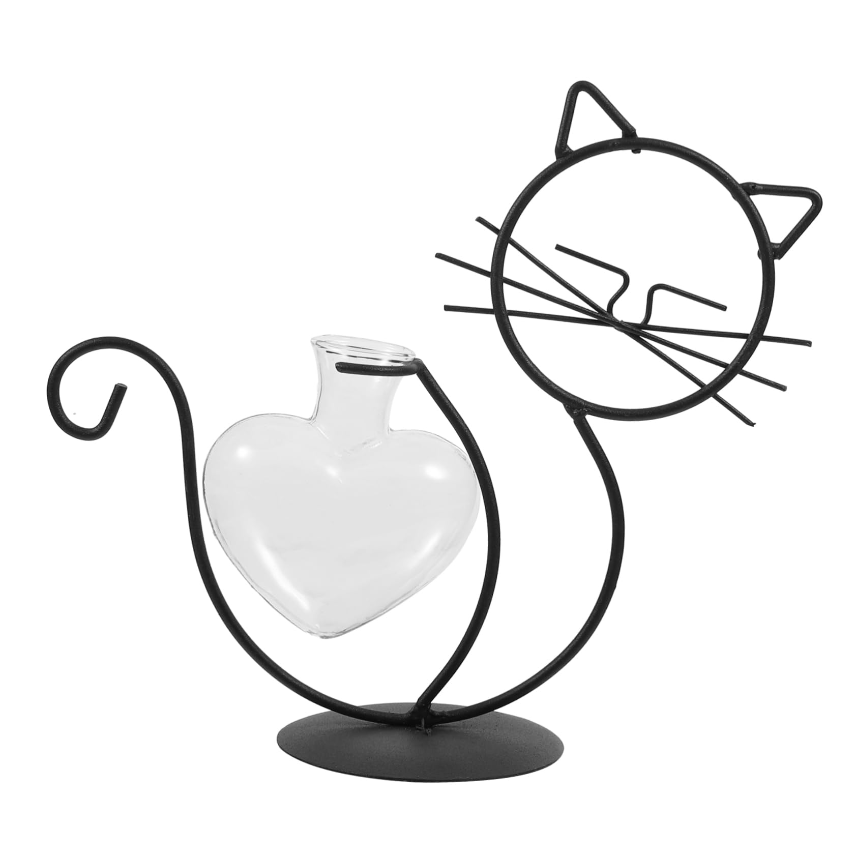 HOLIDYOYO Vaso Porta Piante in Vetro e Ferro a Forma di Gatto, Contenitore Idroponico da Tavolo per Composizioni Floreali, Decorazione la Casa, Ufficio e Negozi, Design Creativo HOLIDYOYO Vaso Porta Piante in Vetro e Ferro a Forma di Gatto, Contenitore Idroponico da Tavolo per Composizioni Floreali, Decorazione la Casa, Ufficio e Negozi, Design Creativo