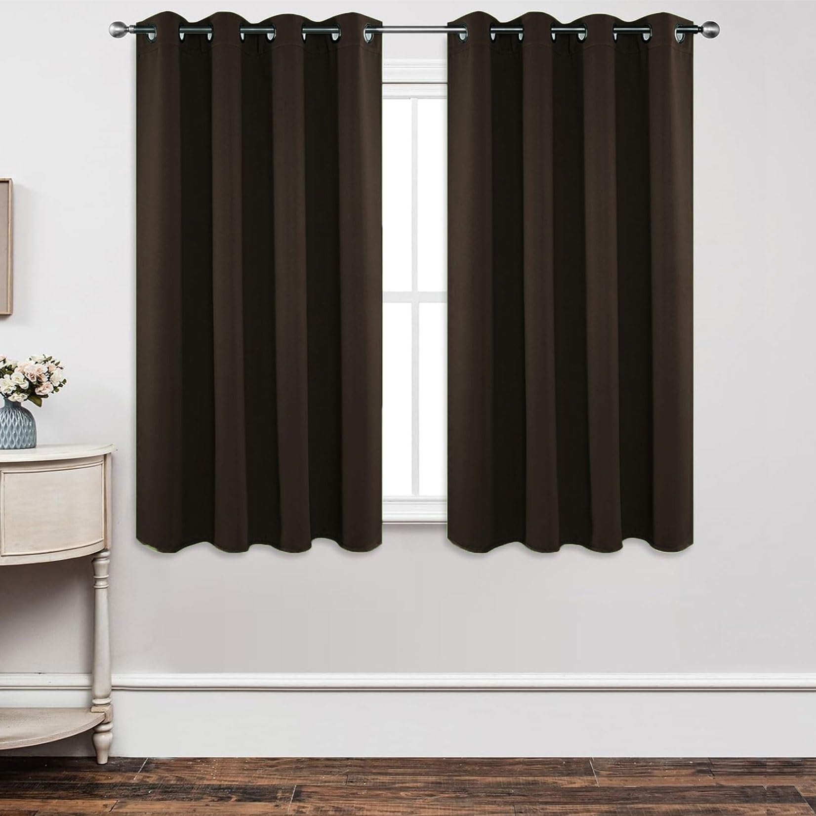 CHENMIAO Eyelet Blackout Curtains 110 x 260 cm Eyelet Insulated Blackout Privacy Window Curtain Drapes Privacy Protected for Bedroom Bathroom, Set of 2 with Eyelets, Brown