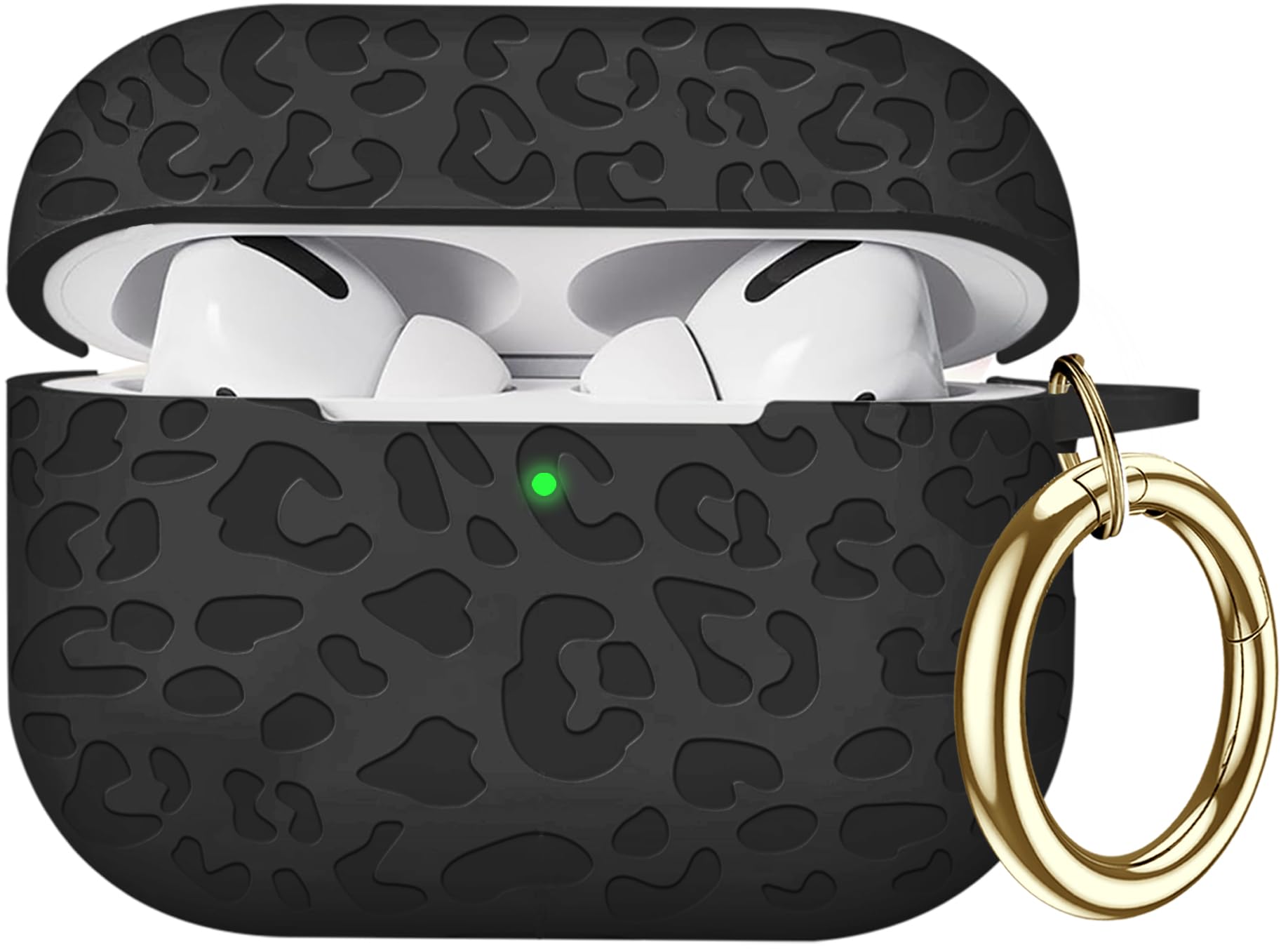 Photo 1 of Case Compatible with AirPods Pro 3 Generation 2025 Cover with Keychain, Wonjury Engraved Leopard Skin Soft Cover for AirPods Pro 3 Case Full Protection,Front LED Visible, Black