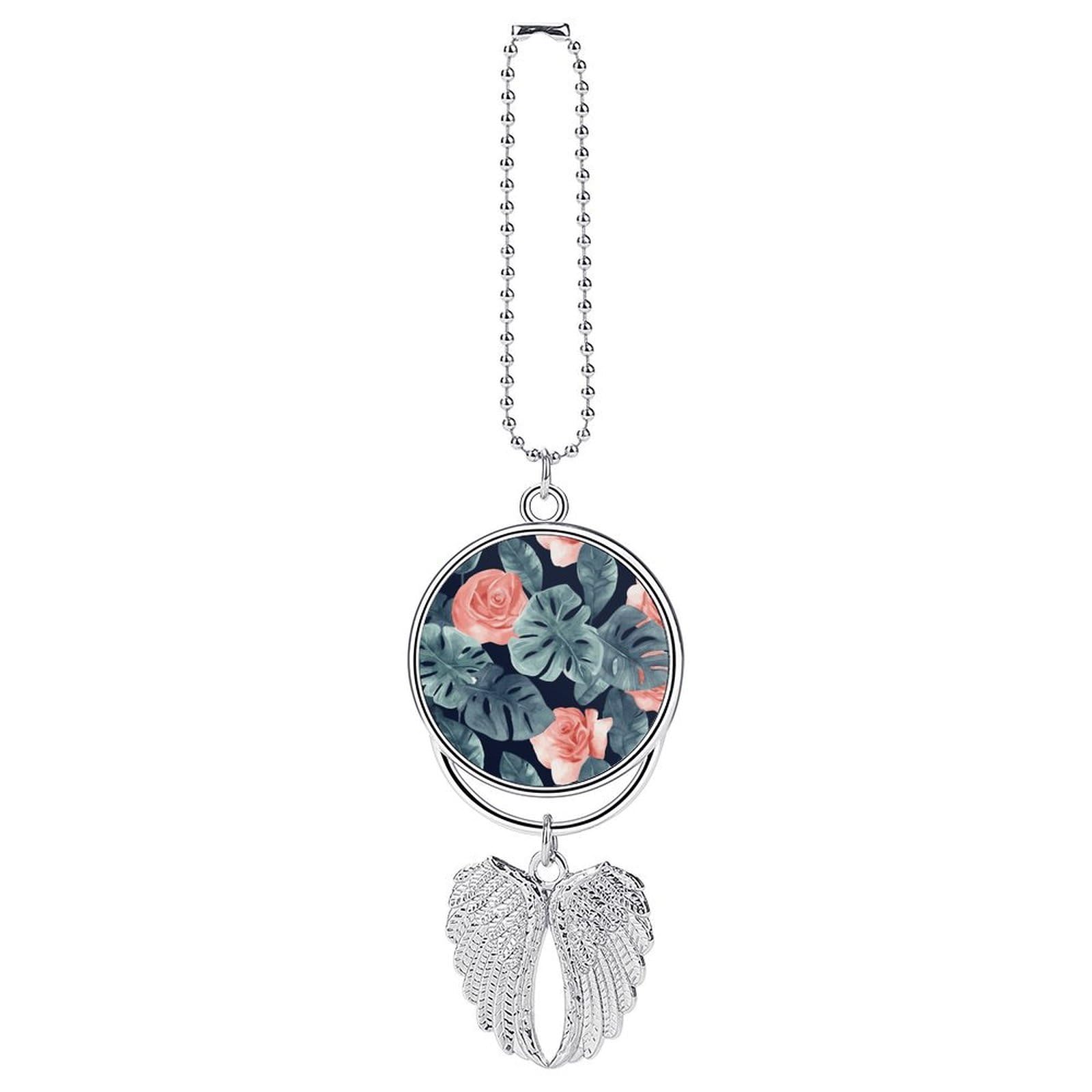 Watercolor Monstera Pattern Car Charm Alloy Car Rear View Mirrors Hanging Ornaments Stylish Car Pendant Funny Auto Hanging Accessories Car Hanging Ornaments Gift for Women Men