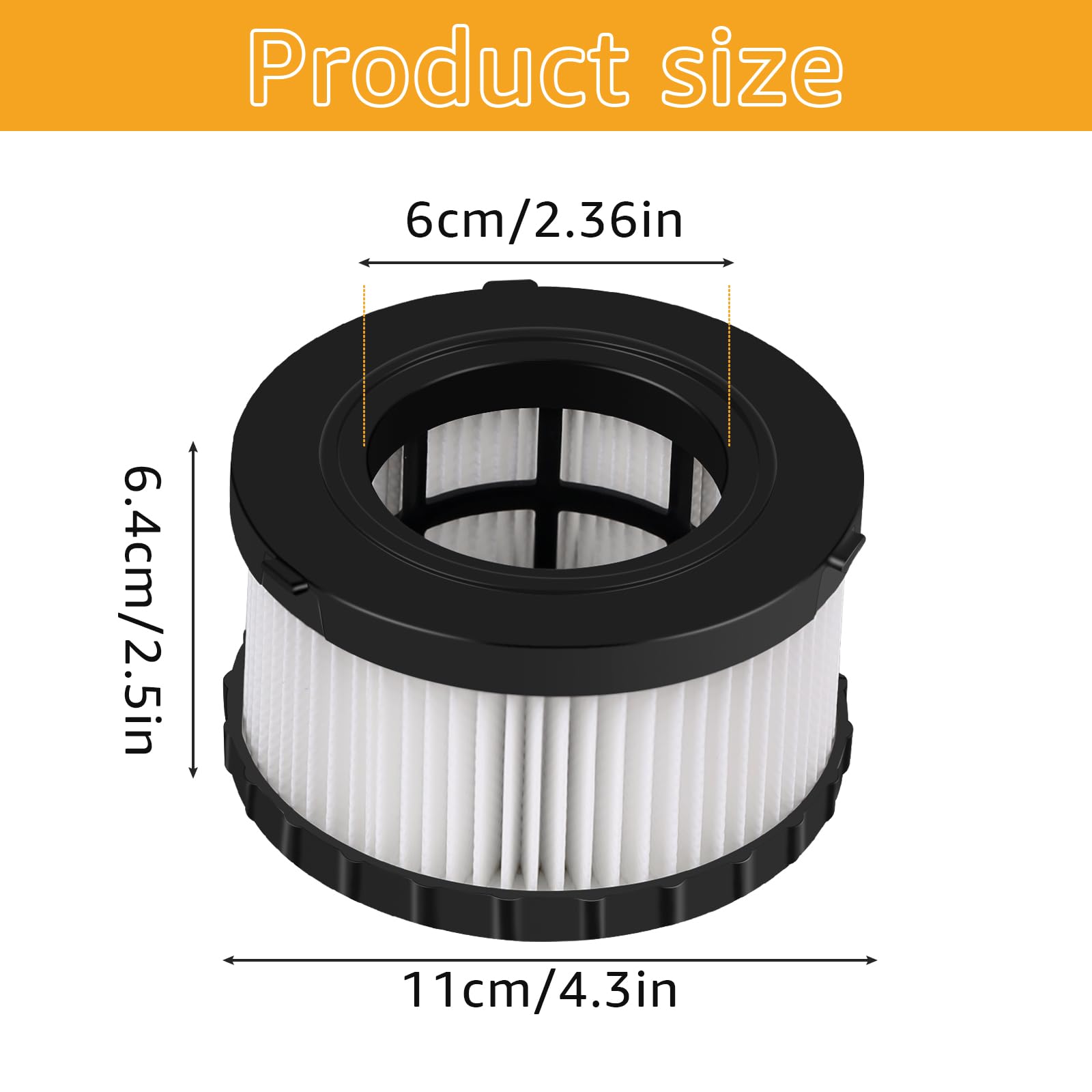 4-Pack DC5151H HEPA Filter Replacement, Compatible with DEWALT Dry Wet Vacuum DC515 DCV517 DCV517B, washable and reusable filter vacuum cleaner, with cleaning brush