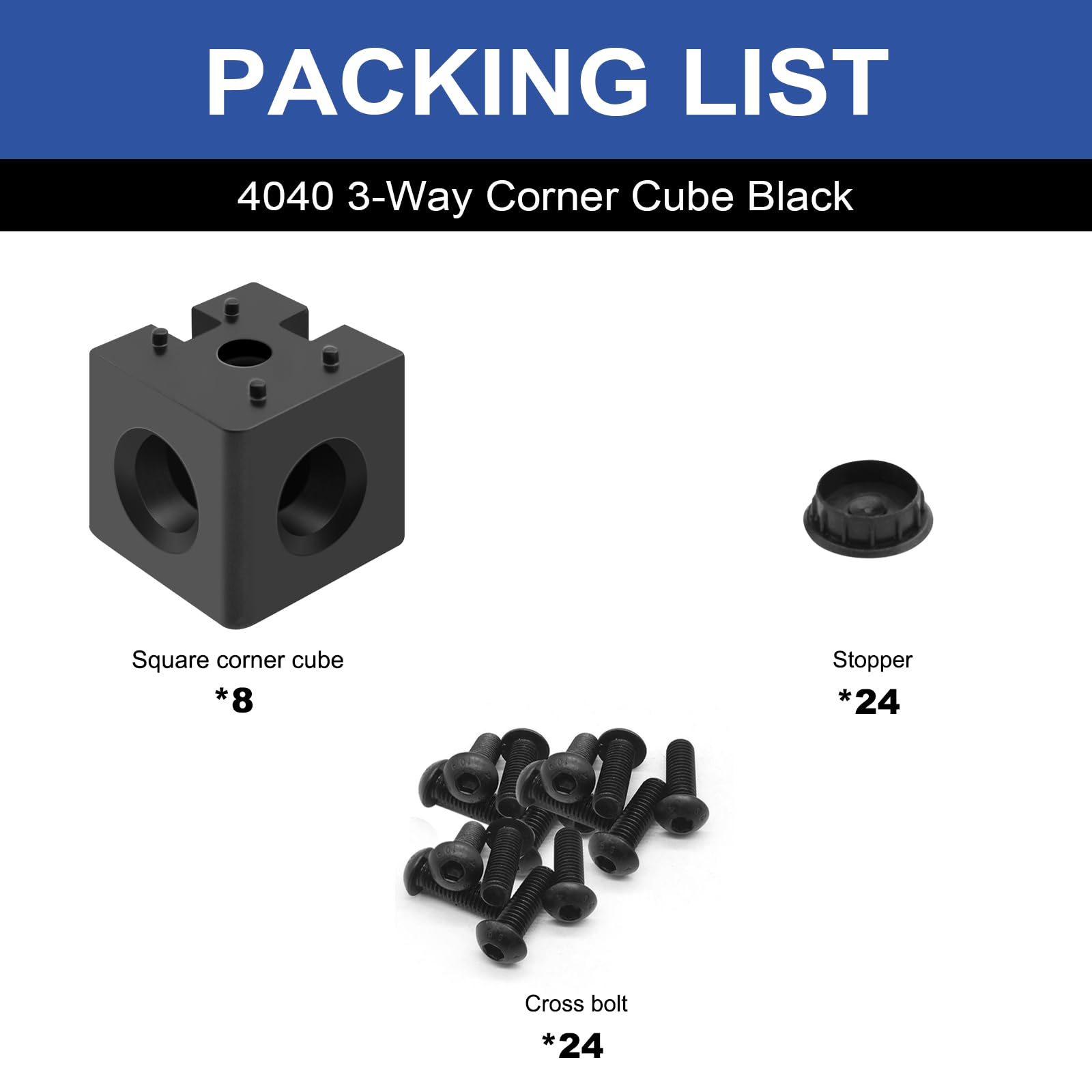 Seekliny 8pcs 4040 3-Way Corner Cube 4040 Extrusion Hardware T