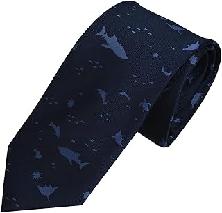 [0-STYLE.cravat] ネクタイ おしゃれ 魚 ペンギン クジラ サメ 海 紺 ネイビー グレー 赤 オレンジ ハナコン ウォッシャブル 撥水加工 水族館 ギフト プレゼント 就職祝 誕生日