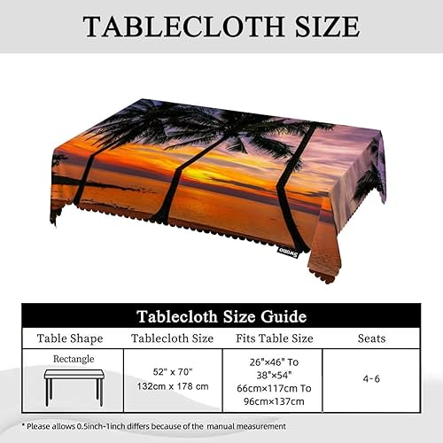 Miniatura 4 de Swono Mantel rectangular con diseño de palmeras y palmeras de océano, playa, puesta de sol, no se decolora, mantel de cocina, comedor, para fiesta,