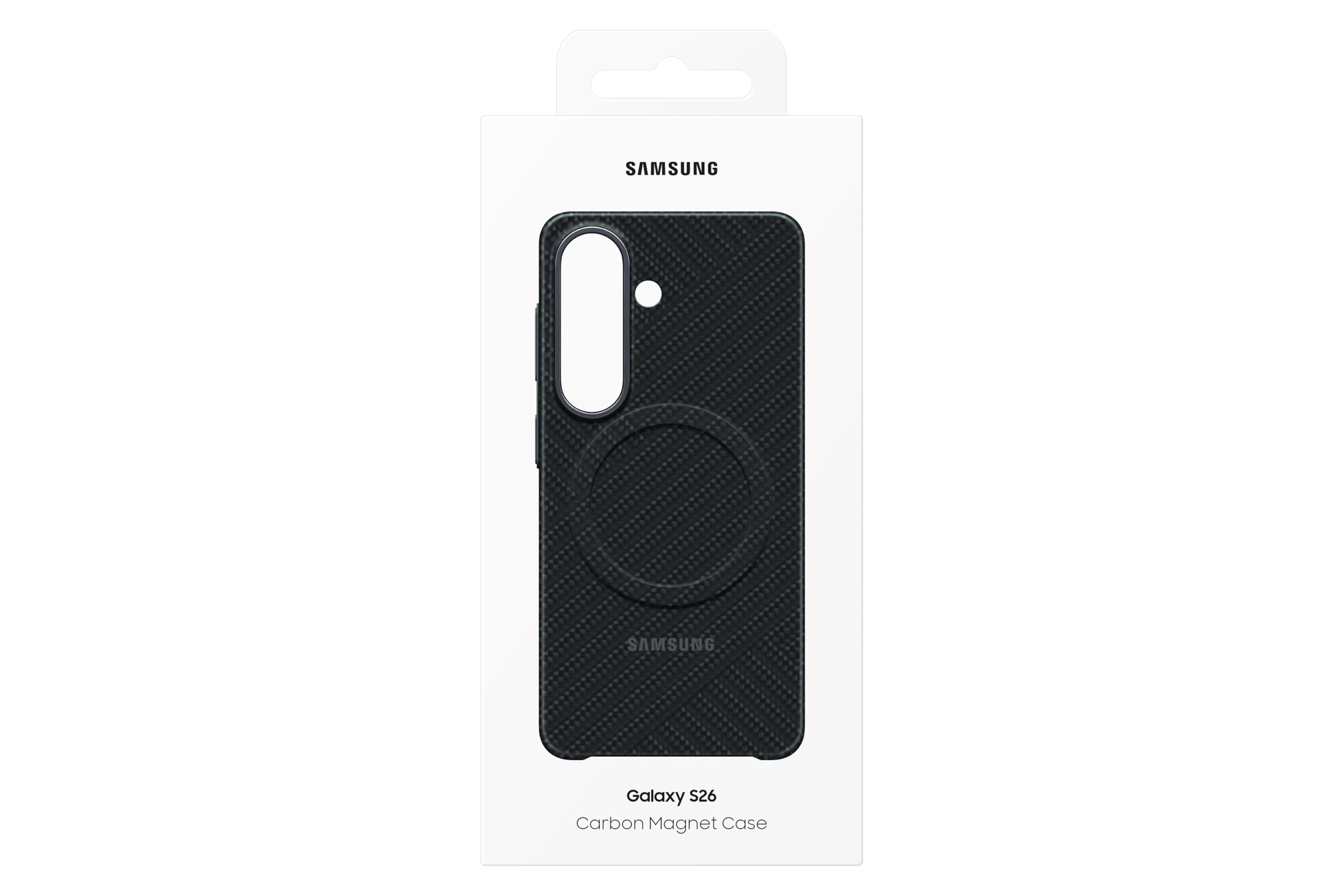Samsung Carbon Magnet Smartphone Case EF-KS942, Hülle für das Galaxy S26, Handy-Hülle mit Magnetring zur Anbringung von Zubehör, Schutz Case, stoßfest, dünn und griffig, Black