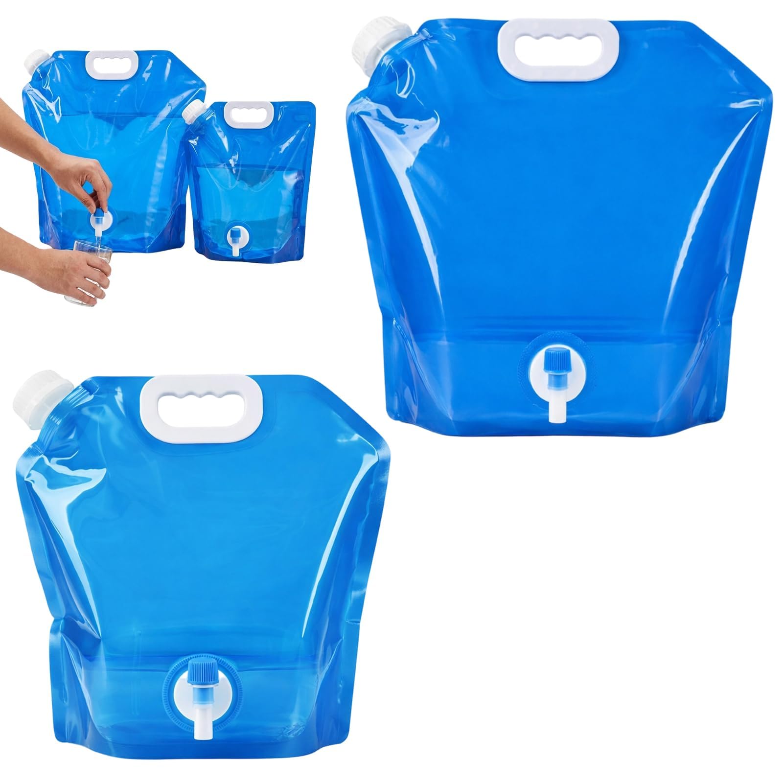 ZKFSIE Collapsible Water Container, Foldable Water Bag with Tap for Outdoor Hydration, Portable Water Storage Solution for Camping and Travel, 5L and 10L Capacity Options.