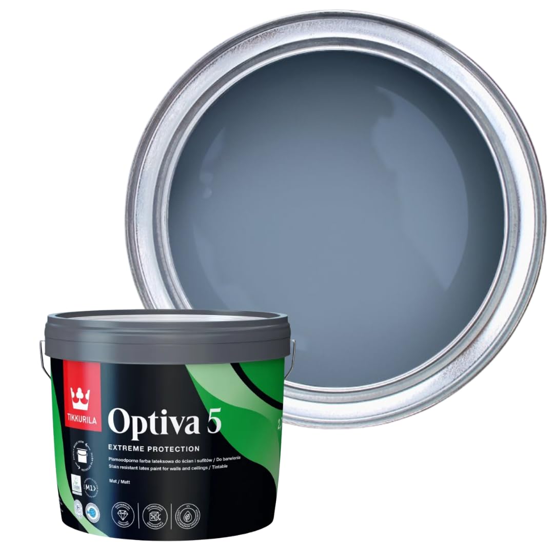 TIKKURILA Optiva 5 Matt Emulsion Paint โ Durable, Scrubbable & Easy-Clean for Walls and Ceilings | Zero VOC - 3L Sandman V431