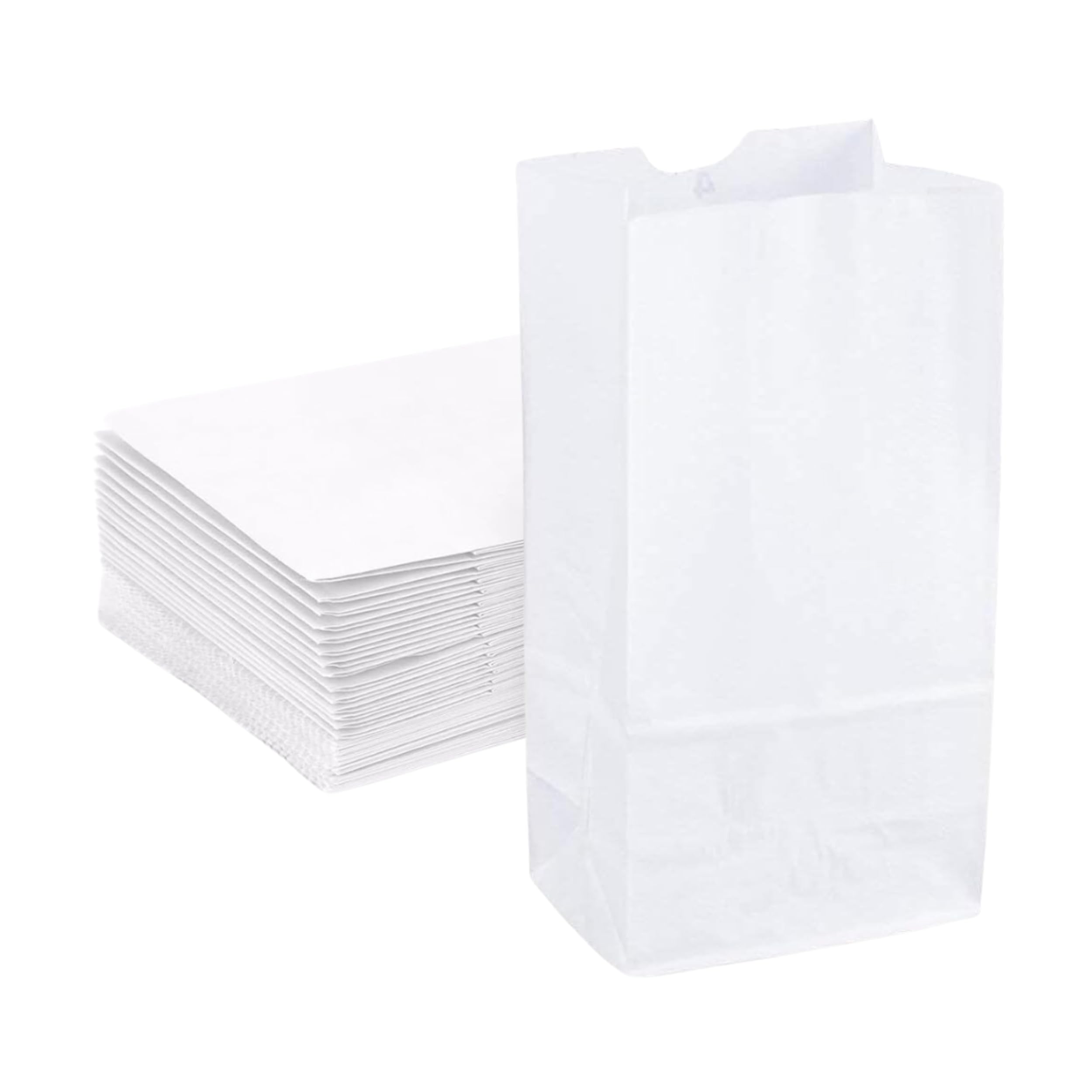 2lb White Paper Bags-Pack of 500ct