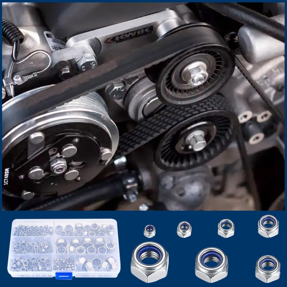 170 PCS Locknut Assortment 7 Sizes Nylock Nuts M3 M4 M5 M6 M8 M10 M12 Threaded Hex Insert Locking Nuts with Plastic Box for Bolts Screws - Image 4