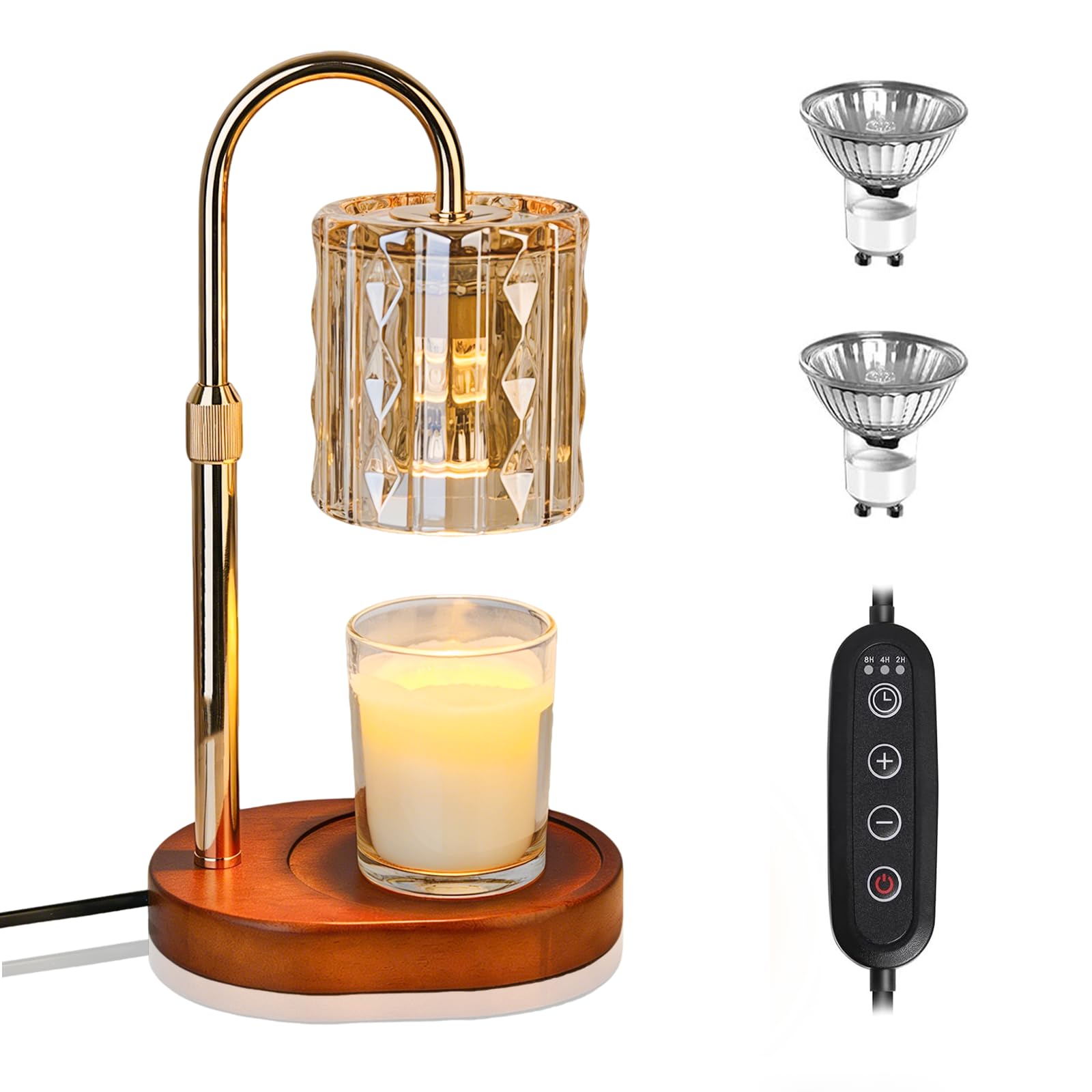 HAIDOLIANG Scented Candle Warmer Lamp with Timer, Adjustable Height & Stepless Dimmable (Amber, Asterism)