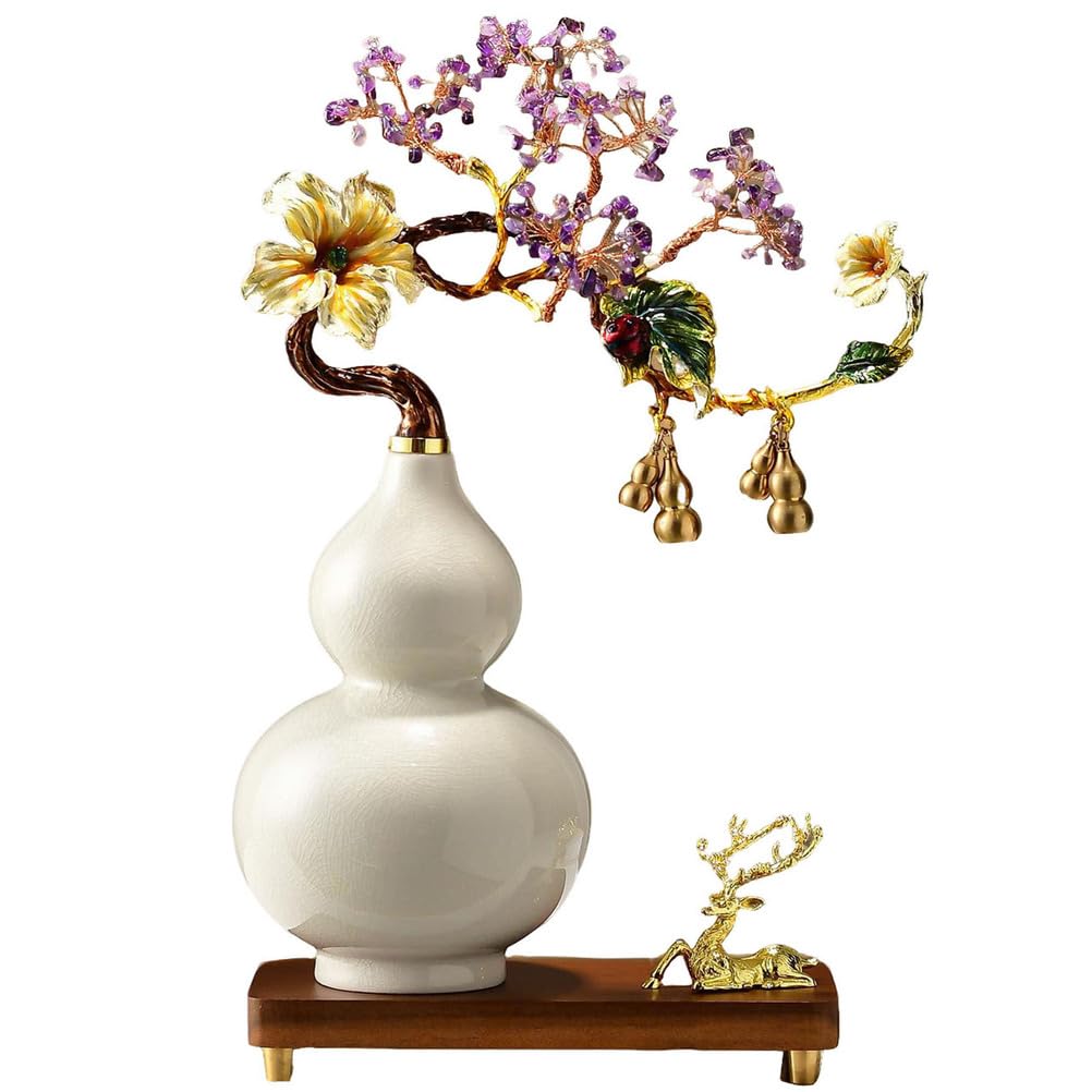 Feng Shui Tykwa, Ceramiczne Hu Lu Chińskie Powodzenia Dyniowata Mała Tykwa Ozdoby Posąg Skarbów Kolekcjonerskie Bezpieczeństwo Zdrowie Bogactwo Sukces Tykwa,White