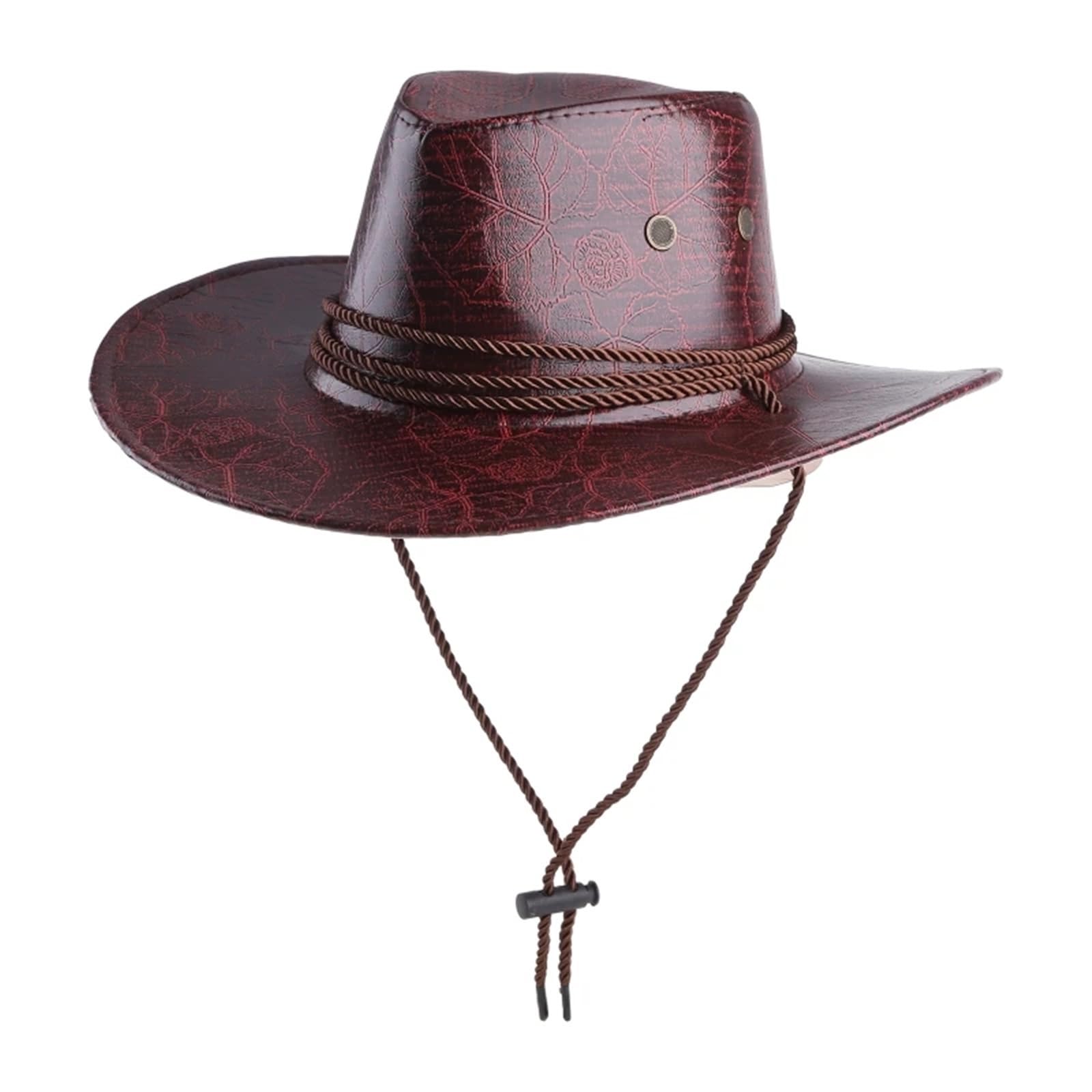 Cappello da Bacino da Cowboy in Pelle PU retrò Cappelli Traspiranti Estate Casual for Le Vacanze estive per Cosplay All'aperto(Black)