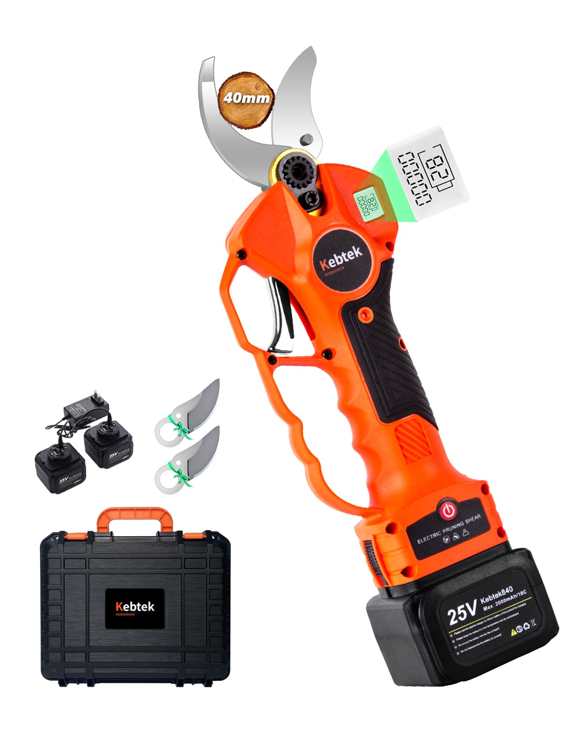 Kebtek Professional Pruning Shears Electric Pruner Branch Cutter, 25V