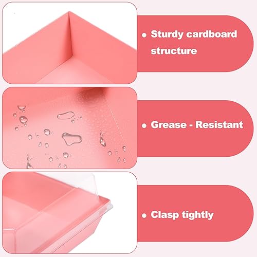 Miniatura 3 de Paquete de 50 cajas de papel para embutidos con tapas transparentes, recipientes de alimentos desechables cuadrados de 4.3 pulgadas, cajas de