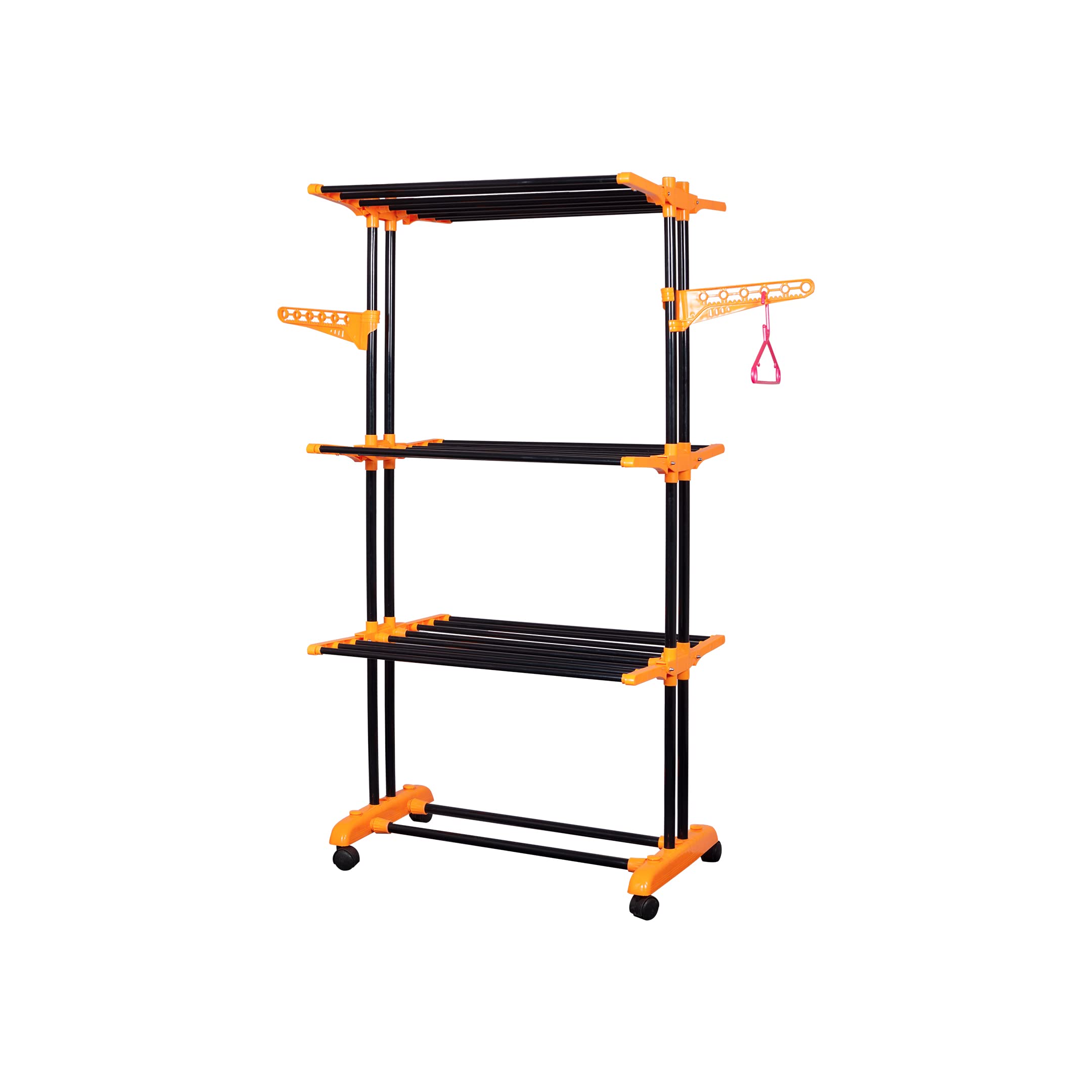 PARASNATH Luxury Black/Orange Pole Steel Clothes Drying Stand /Dry  Clothes Stand For Balcony Drying Rack With Breaking Wheel System Clothes  Stand