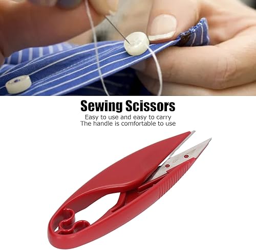 Miniatura 4 de Tijeras de tela, 2 cuchillas reemplazables de hilo de corte fácil de acero inoxidable rojo tijeras de coser telas hilos