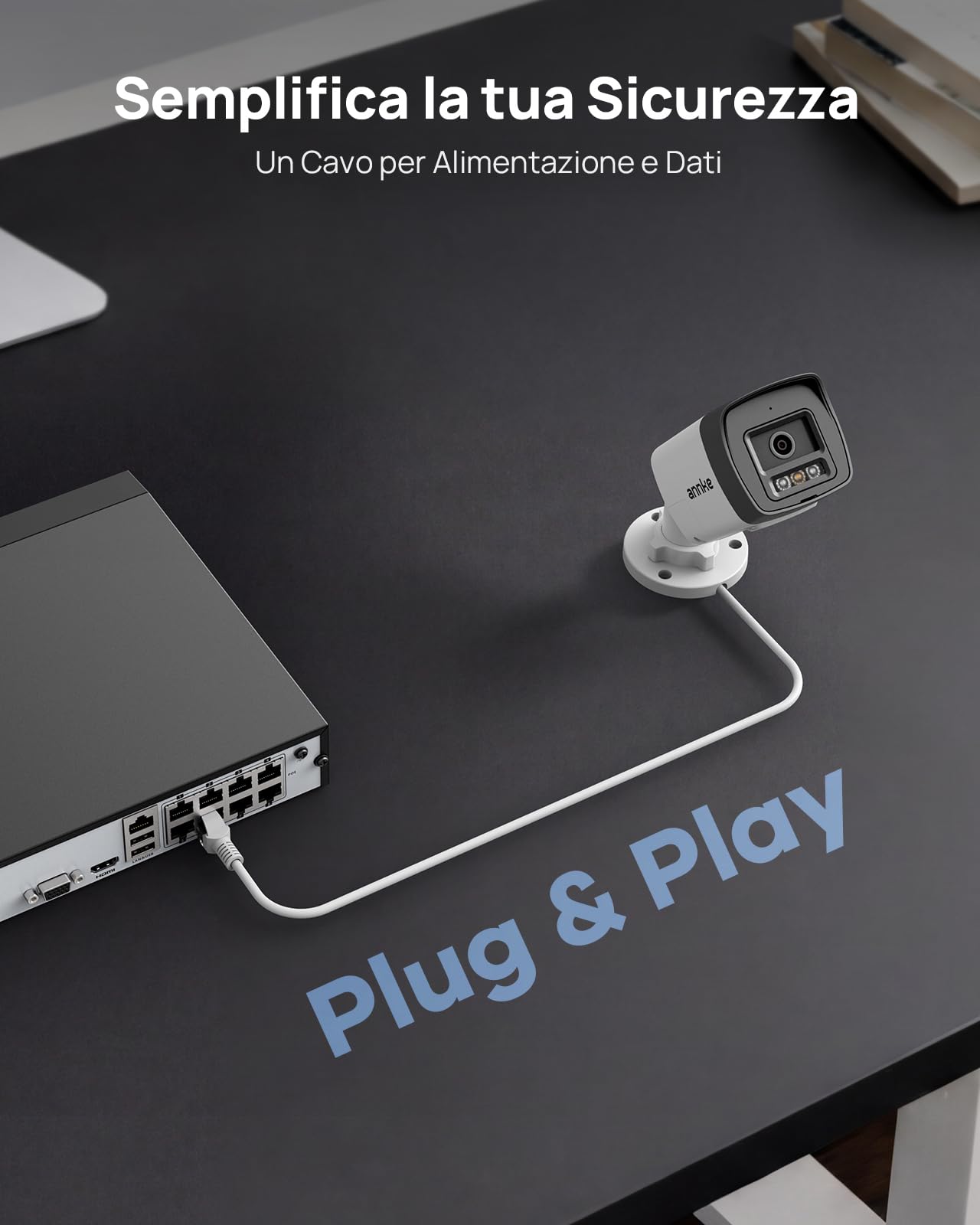 ANNKE PoE 8CH NVR 4K HD Kit di Videosorveglianza 2TB Disco Rigido 5MP 8 IP Telecamera di Sicurezza con EXIR Visione Notturna Fino a 30m, Rilevamento di Uomo/Veicolo, Impermeabile IP67
