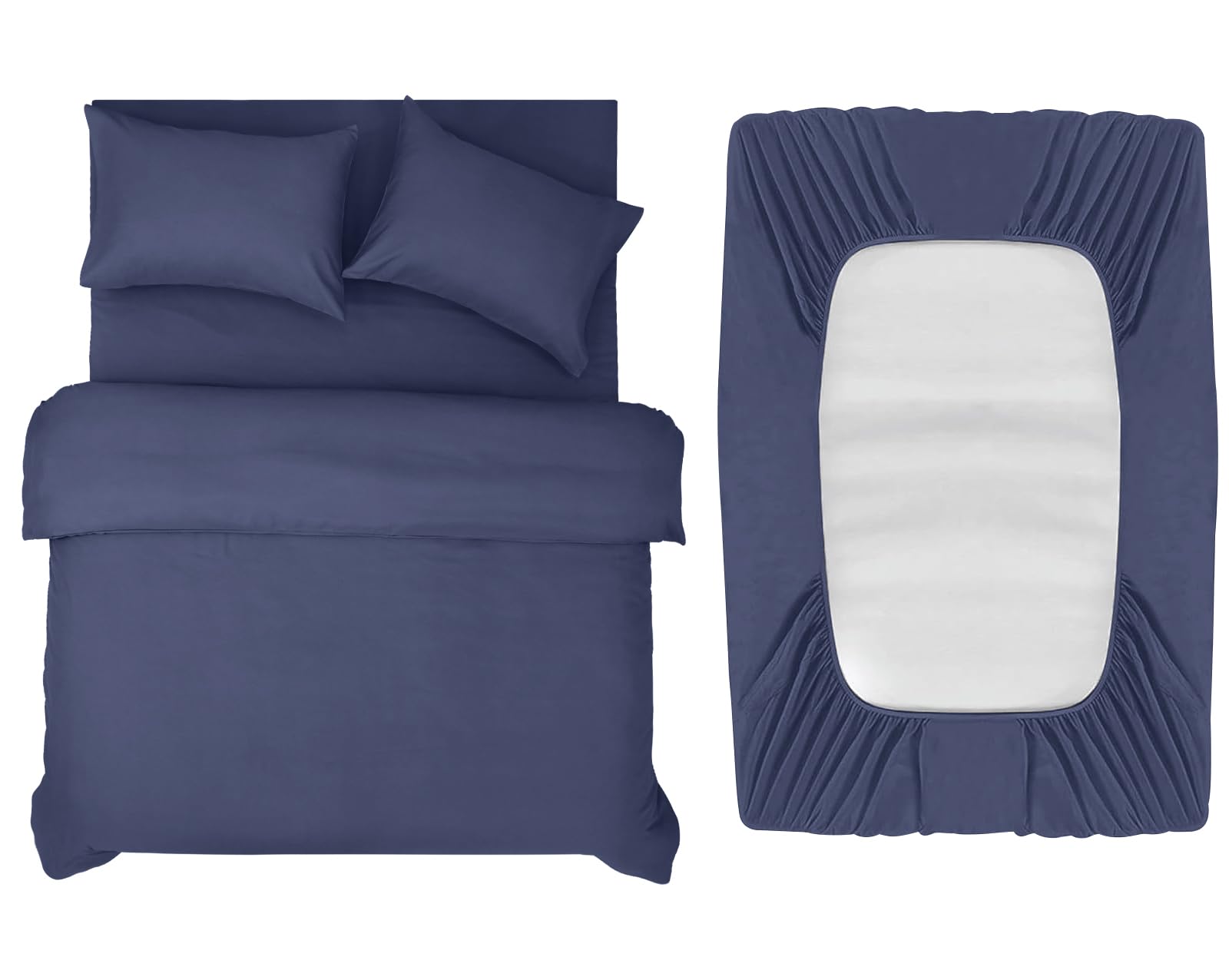 INSPIRE HOMEWARE Super king Duvet Set - Duvet Cover,Fitted Sheet with 2 Pillowcases - Premium Brushed Microfiber 4 piece superking duvets sets - Washed Blue Quilt Cover Set for All Seasons — image 1