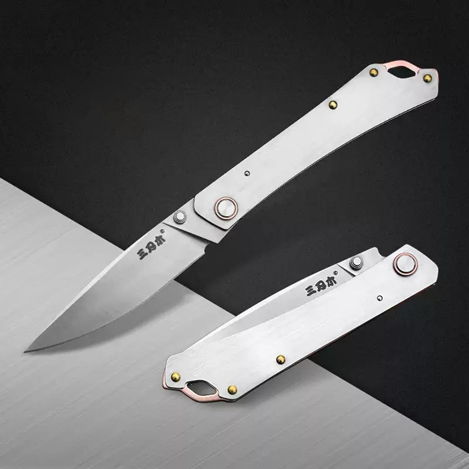 Sanrenmu Folding Knife with Pocket Clip 3.31" 8Cr13Mov Blade 3Cr13 Handle Utility Lightweight for Outdoor Camping 9305 (Silver)