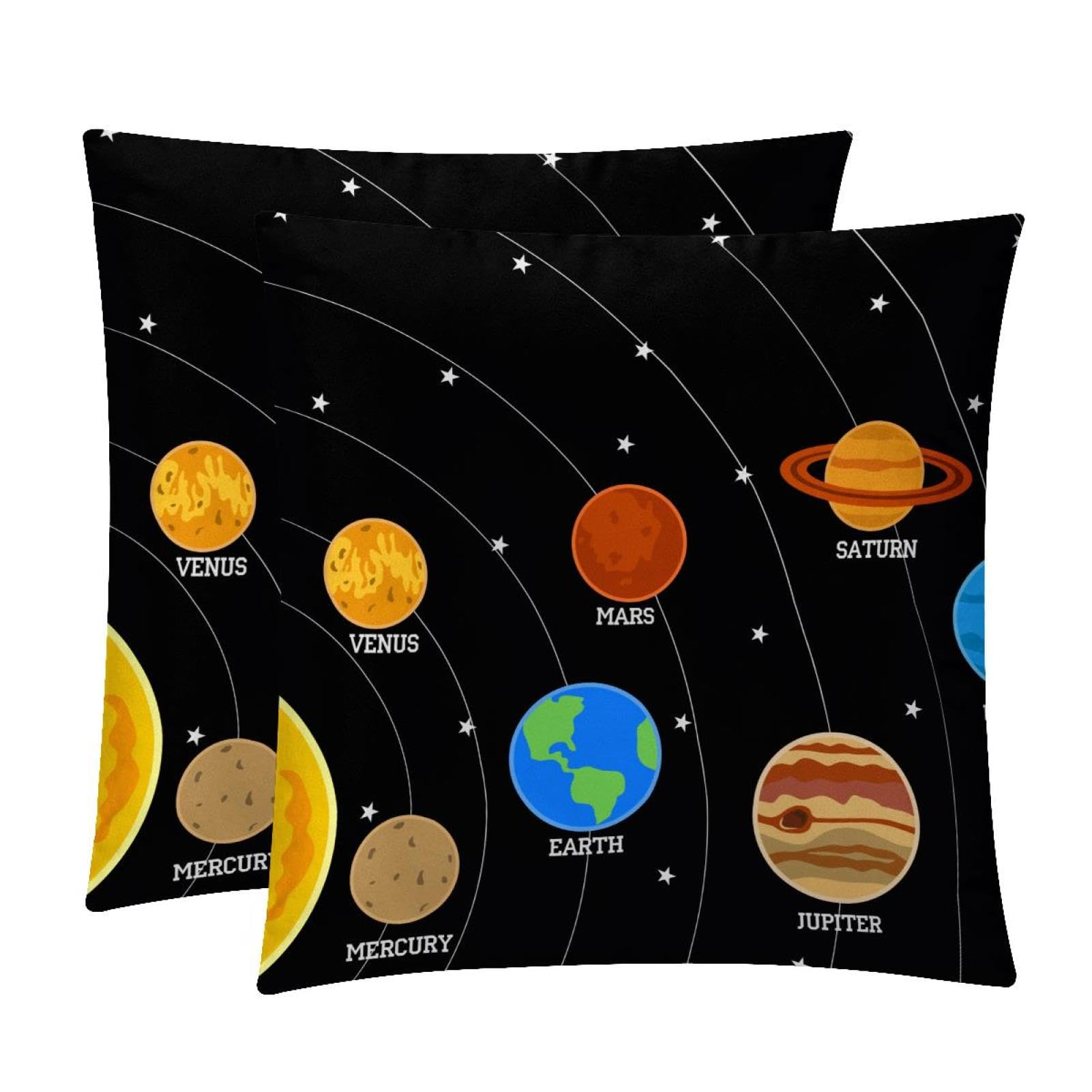 TDGKPZ Space Planets Throw Pillow Covers 2 Pack Cushion Cases Decorative Pillow Cases Home Decor 45x45cm