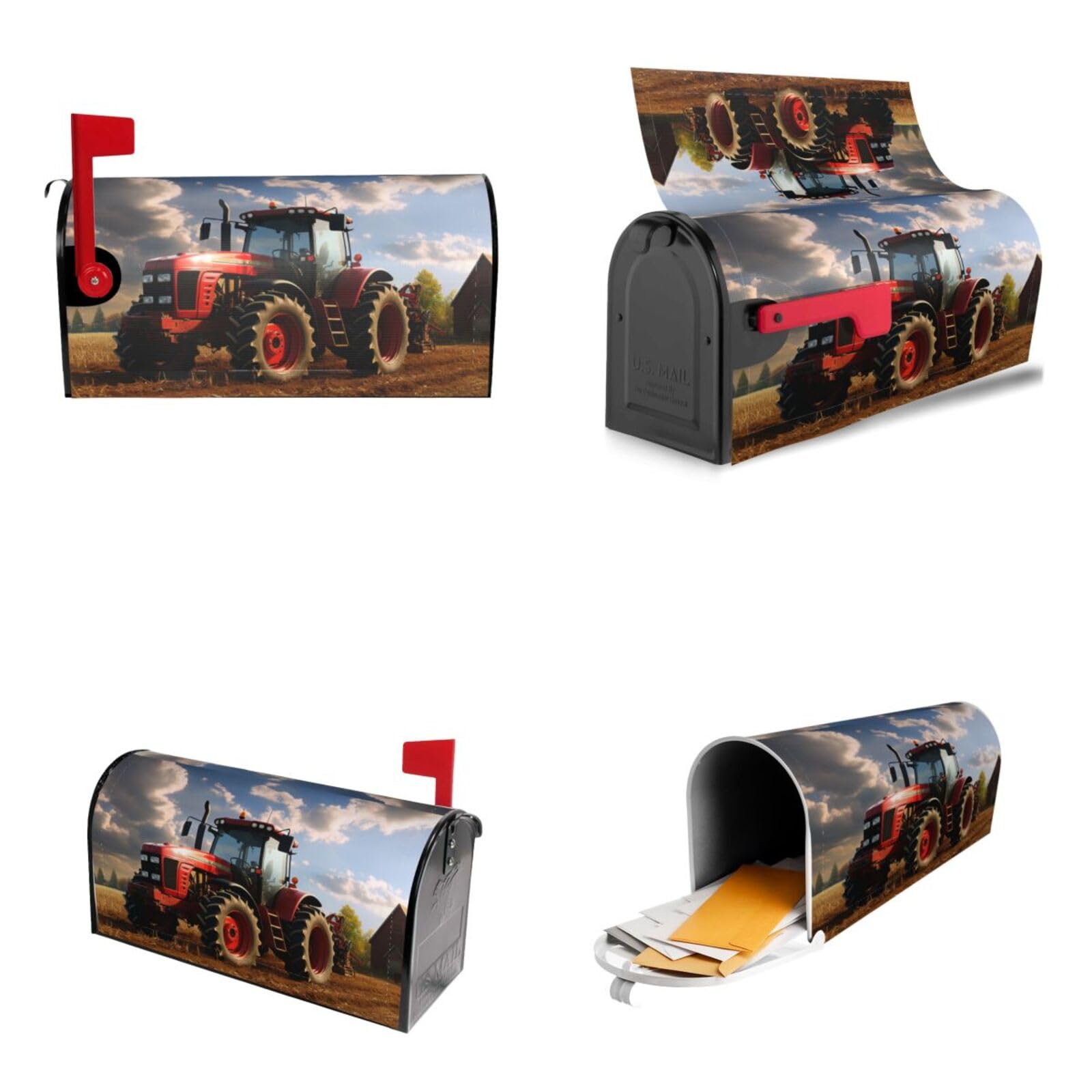 Farm Tractor Mailbox Covers Magnetic Wraps Post Letter Box Cover Garden Home Decor 25.5x21 in