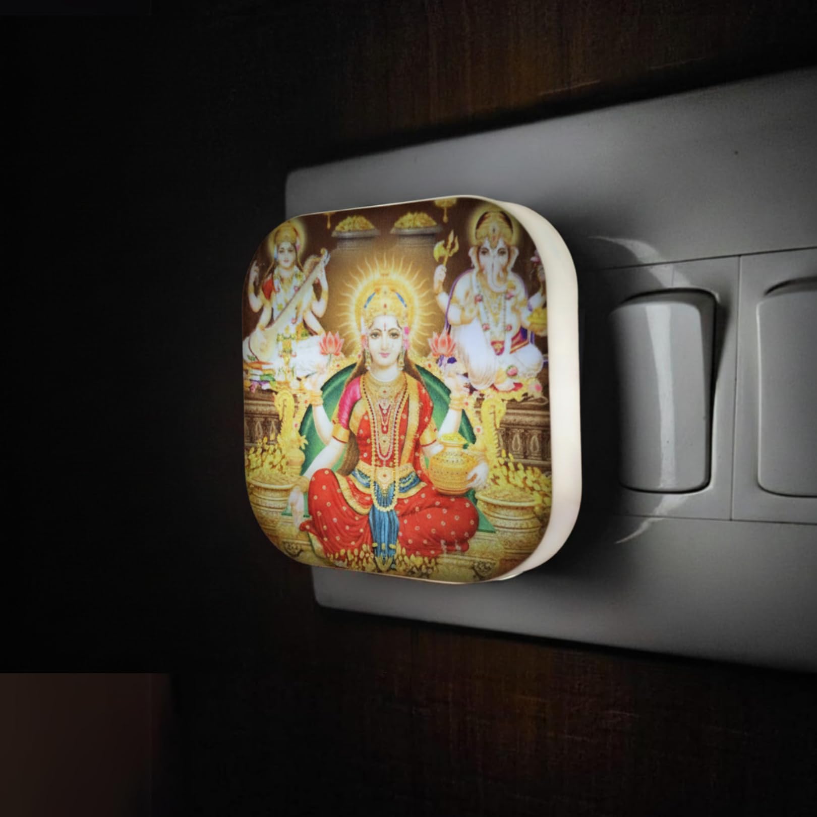 HOARD Devine Series Night Lamp 0.5W LED Plug-in Light for Pooja Room (Goddess Lakshmi Ganesha Saraswati)-image-45