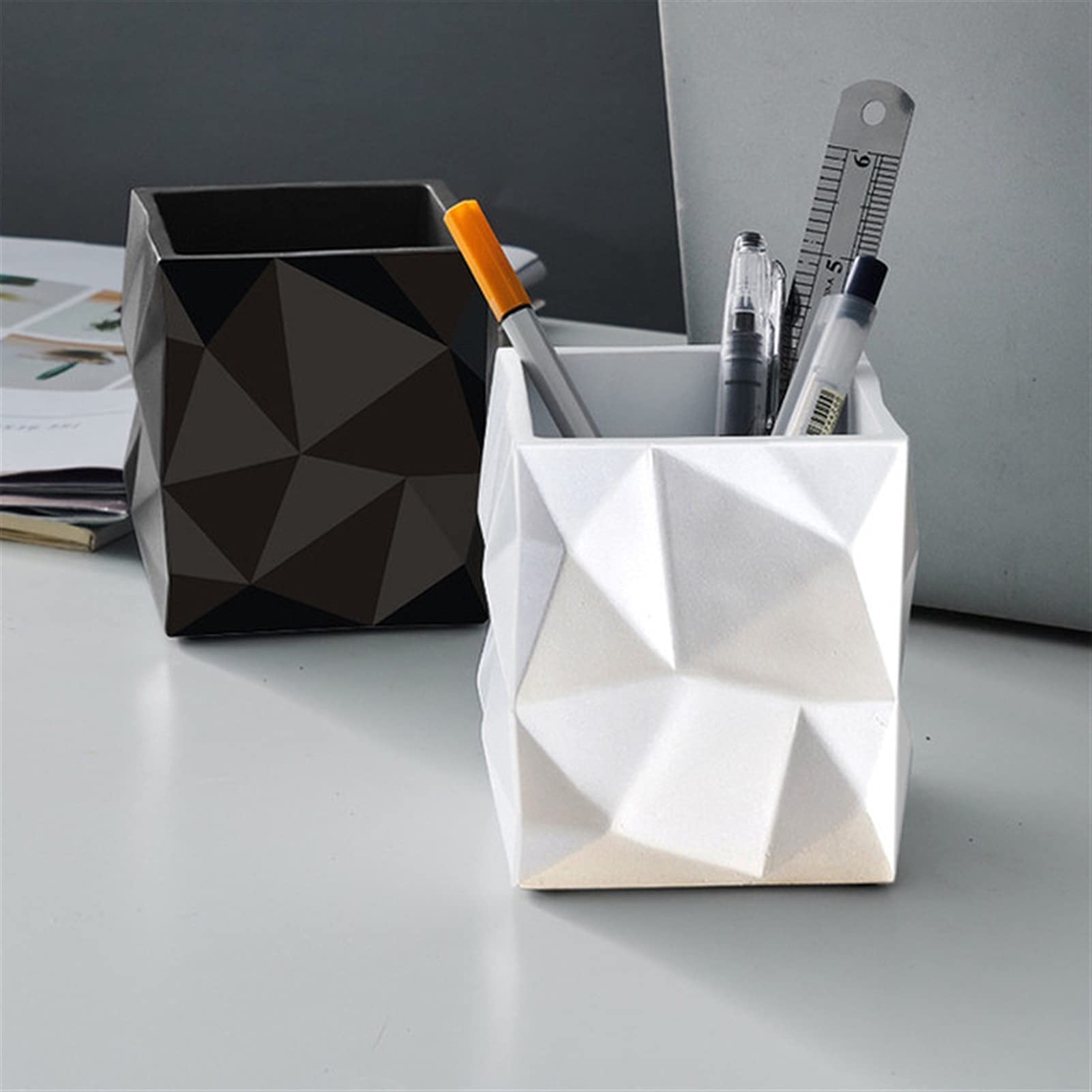 Pojemniki na ołówki Creative Square Pen Holder Uczeń Prezent Papierniczy Makeup Szczotka Sundries Storage Case Office Desktop Ołówek Organizator na biurko (Color : F)