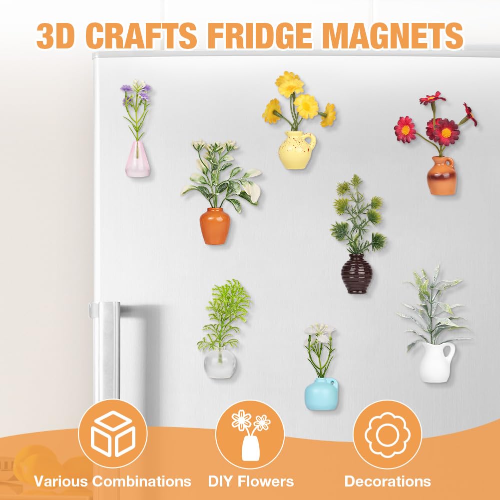 LCUHAVA 8 mini magneti per vaso in ceramica, per frigorifero, simulazione 3D, per frigorifero, per lavagne magnetiche, per piante, per frigorifero, per cucine, uffici