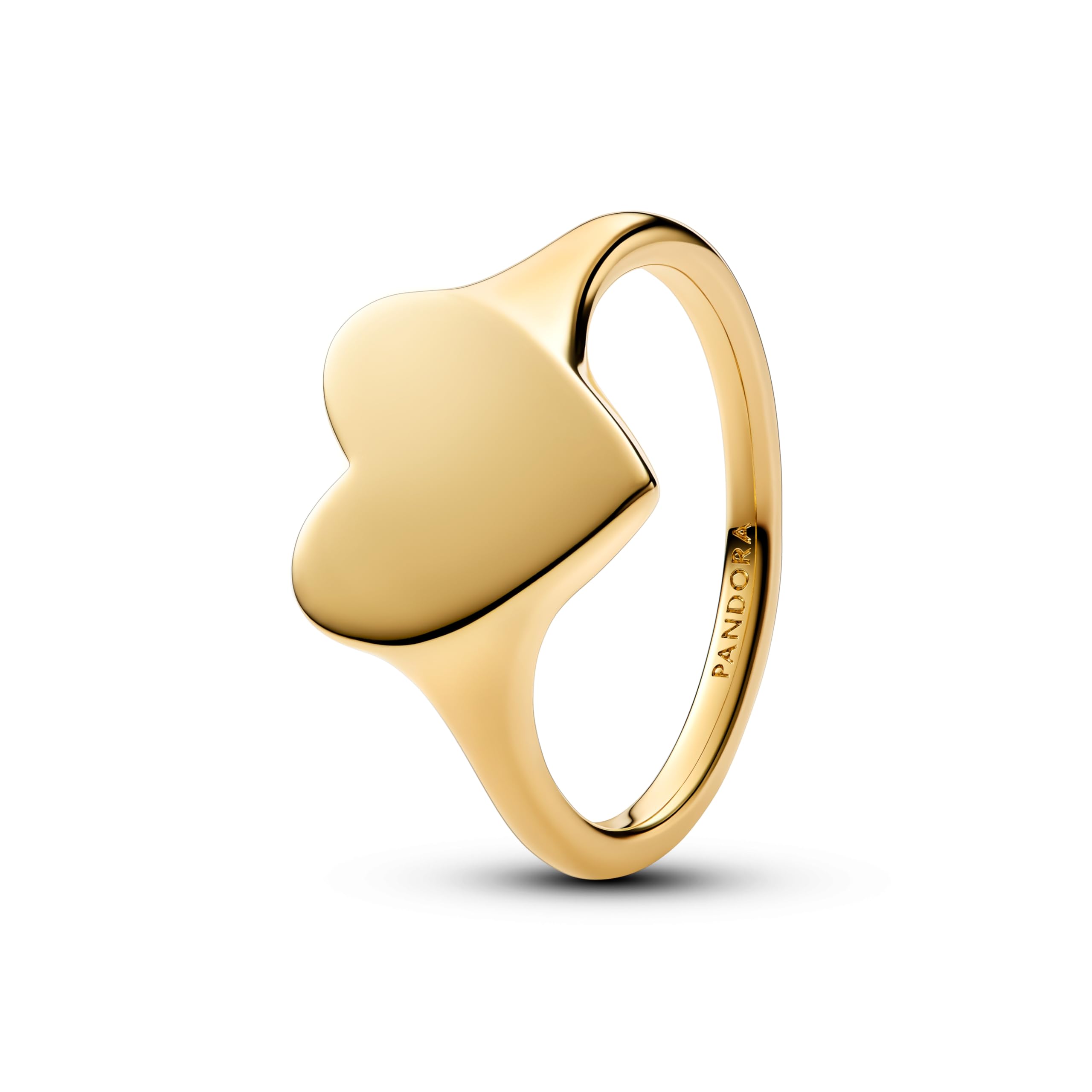 PANDORA Anillo para mujer, diseño de corazón dorado 163988C00, 58/​18,​5, Plata de ley, Sin piedras preciosas