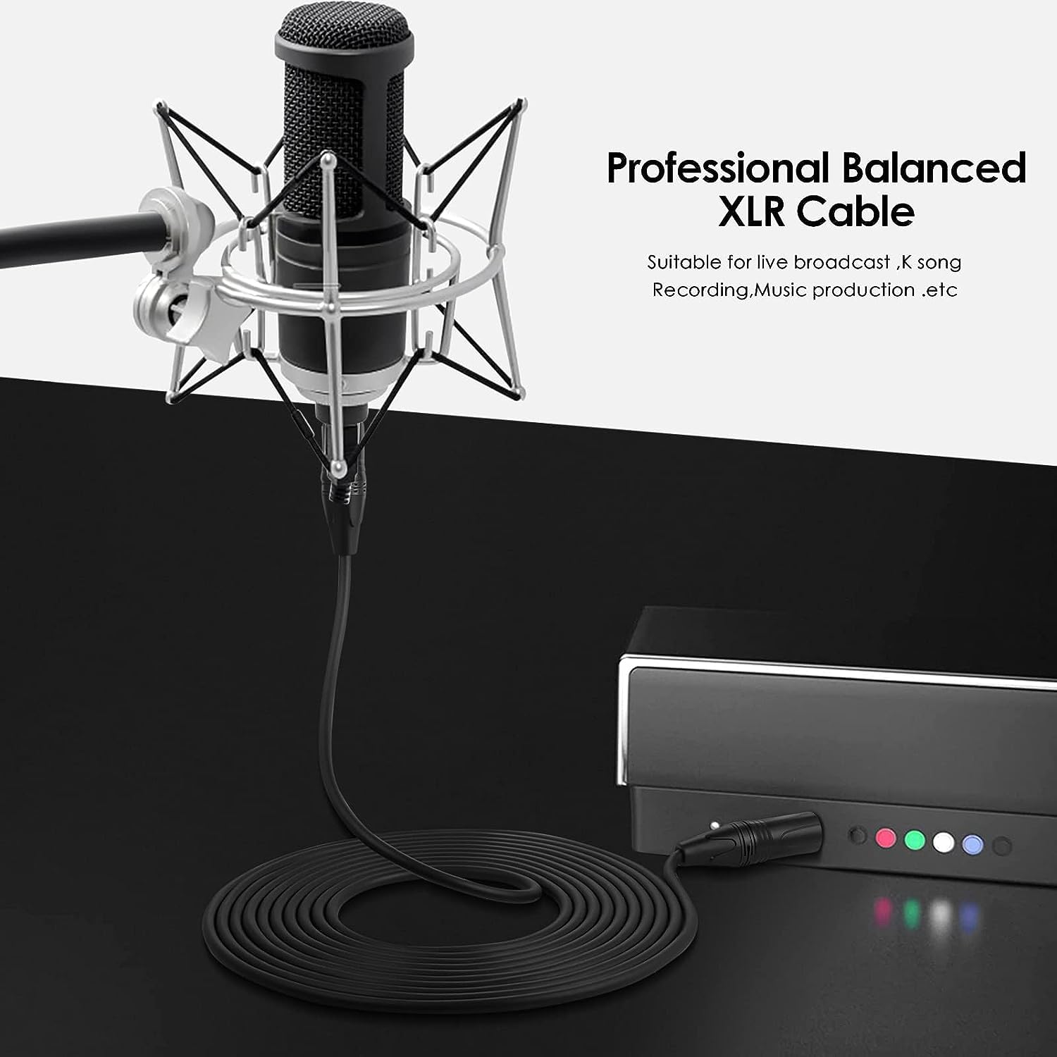 SHULIANCABLE Câble XLR, Professionnel symétrique Mâle vers Femelle Microphone Cable, Compatible avec Microphone, Table de Mixage, Caméra, Amplificateur, Alimentation Fantôme, Hautparleur (1M)