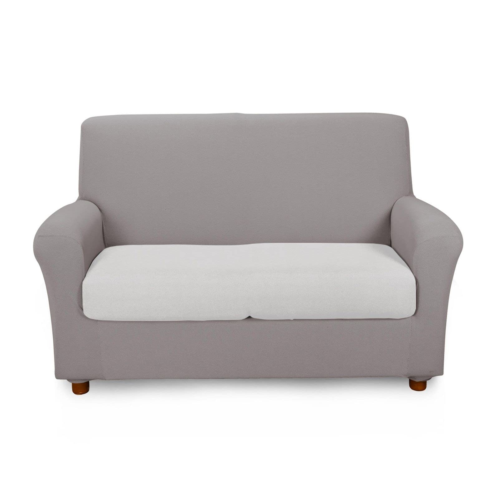 Caleffi - Stretch sofa cover Melange 86% Cotton, 11% Polyester, 3% Elastane Solid Color 2 Seater Grey