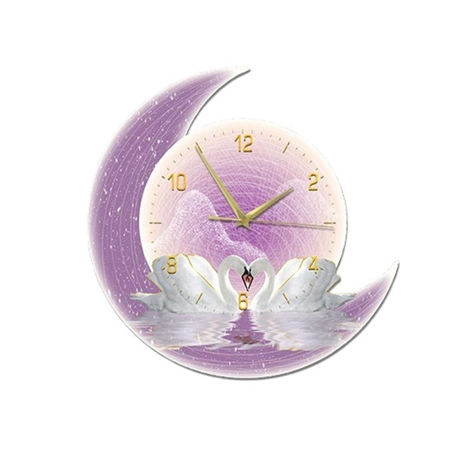 Horloge murale design de prestige en forme de cygne avec éclairage d'ambiance