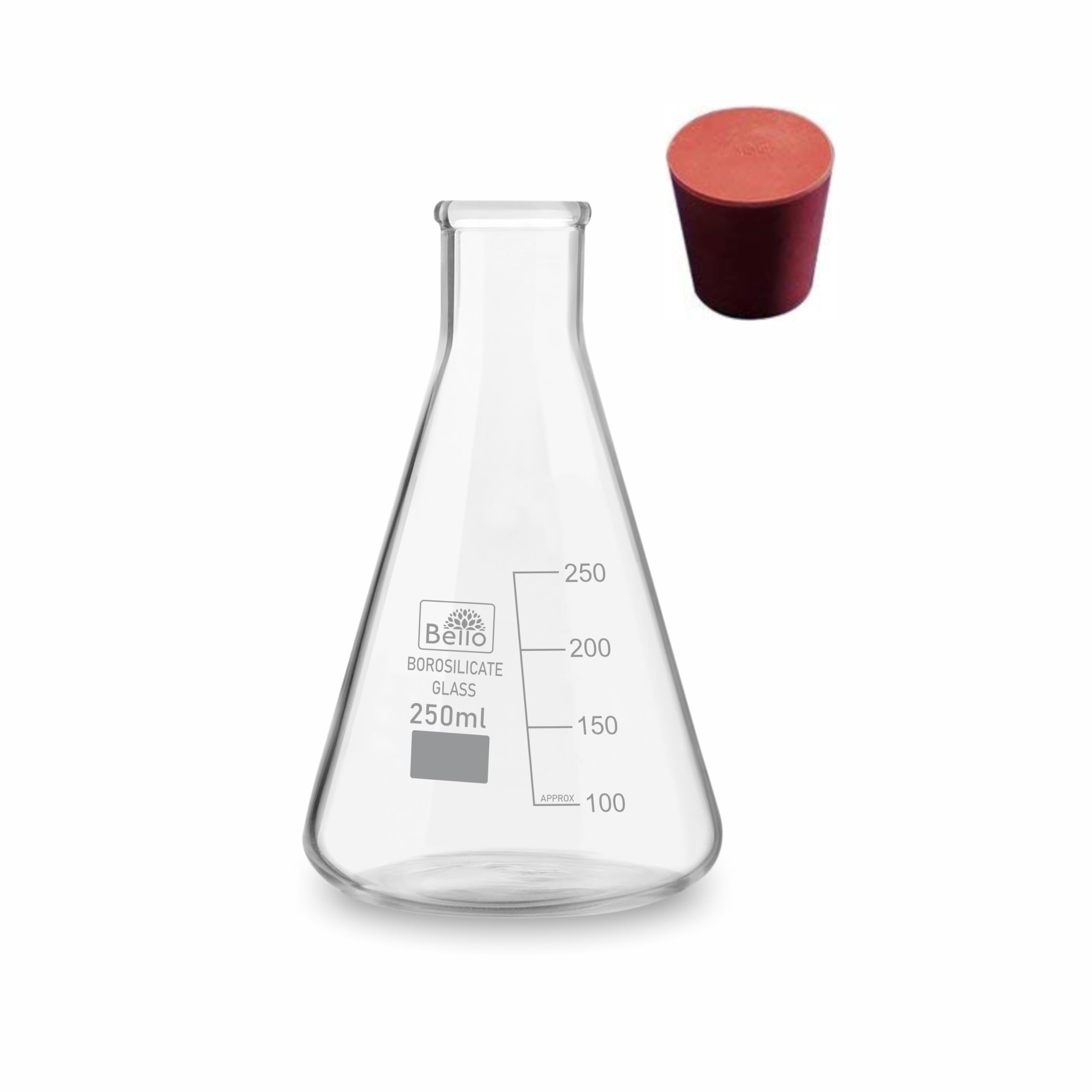 BELLO NATURALS FEEL BETTER EVERYDAY Bello Borosilicate Glass Conical Flask with Cork, Narrow Mouth (Transparent, 250ml)-image-14