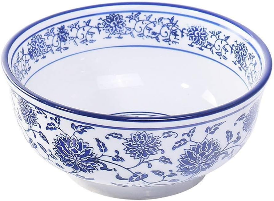 Exquisite bowl Bowl Rice Bowl Creative Retro Blue And White Porcelain Bowl Ceramic Tableware Lanzhou Ramen Bowl Large Soup Bowl Home Large Bowl Instant Noodle Bowl (Color : 3926909090)