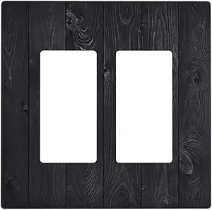 Decorative Outlet Covers Vintage Black Wood Plank Wooden Board 2 Gang Light Switch Cover Plate Double Rocker Wall Plate Switch Plate Covers Faceplate for Farmhouse Home Decor