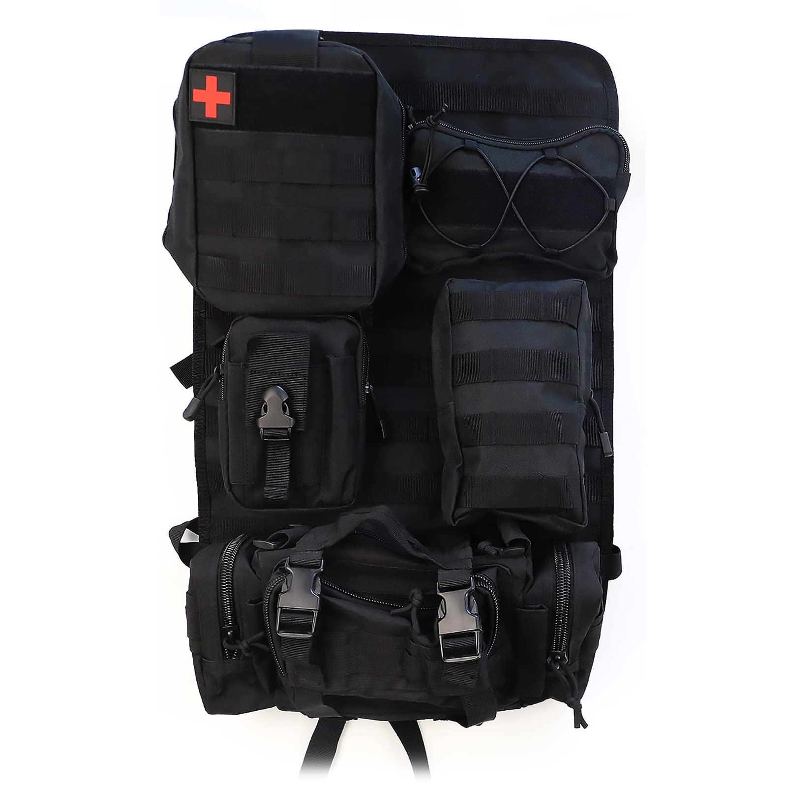 Organizer Sedile Auto, Organizer Tattico per Seggiolino Auto, Protezione per Schienale con 5 Tasche Rimovibili, Tasca Posteriore per SedileAuto per la Maggior Parte dei Veicoli